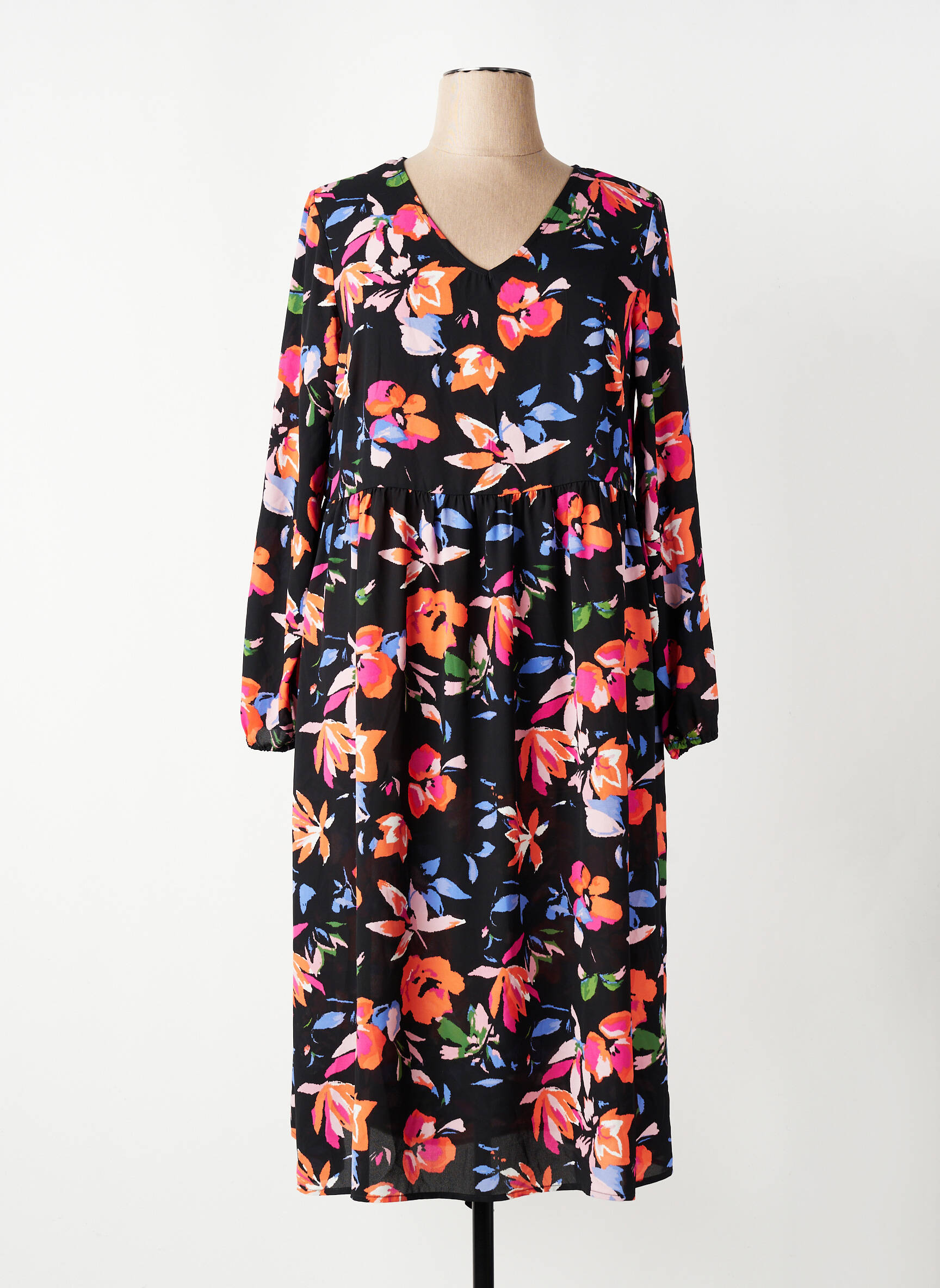 Robe mi-longue manches longues manches longues noir CARMAKOMA femme