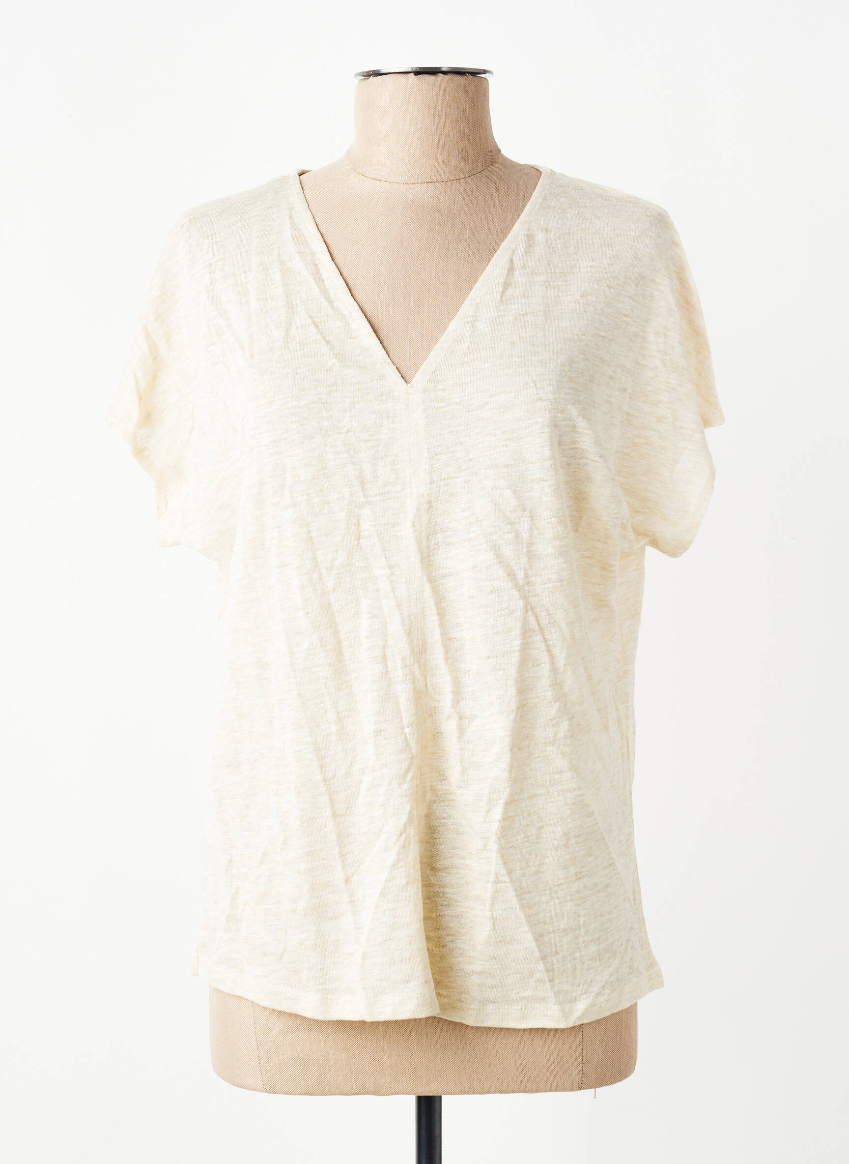 T-shirt beige MANGO femme