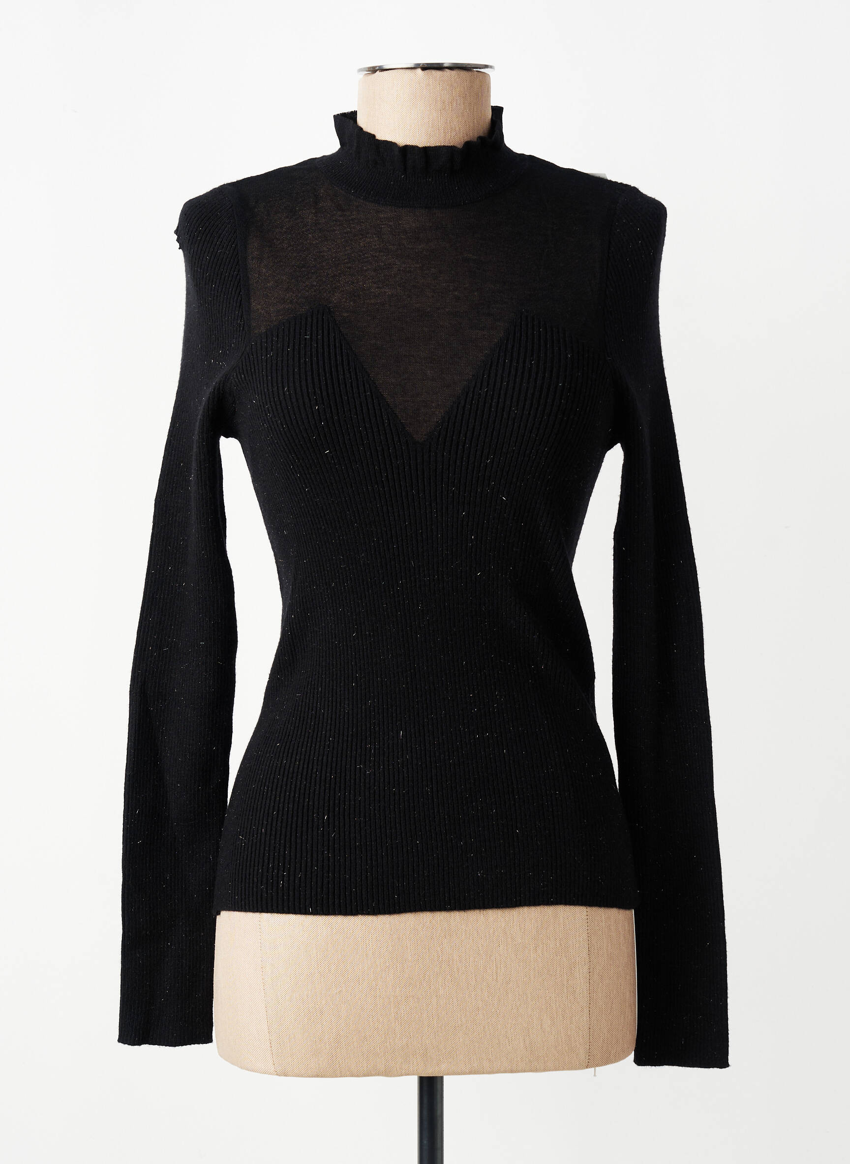Pull col roulé noir MORGAN femme