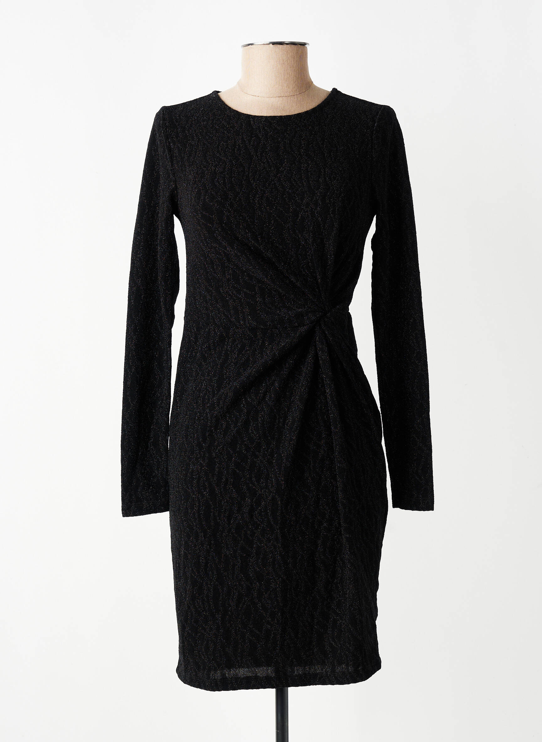 Robe mi-longue col rond noir VERO MODA femme