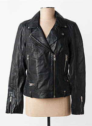 Veste en cuir noir NAF NAF femme