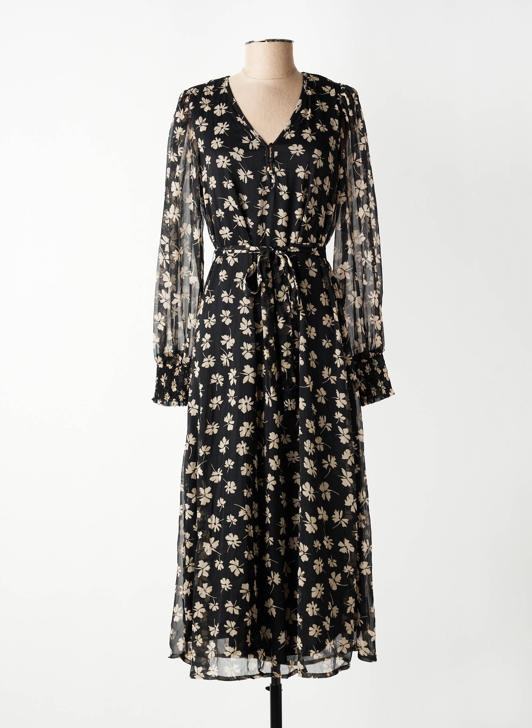 Robe longue col v noir VERO MODA femme