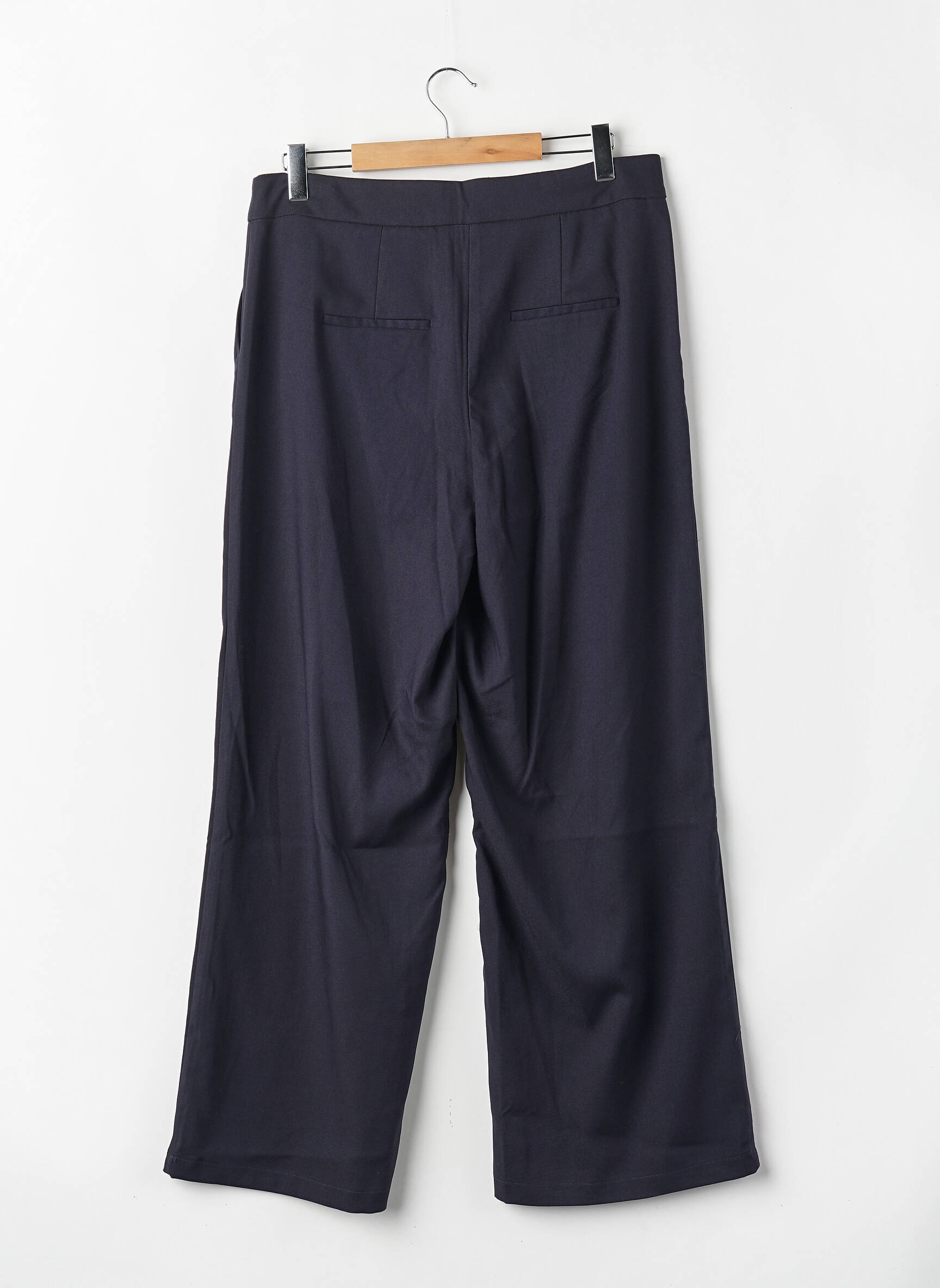 Pantalon droit fermeture zippée sous rabat avec crochet taille haute bleu VERO MODA femme