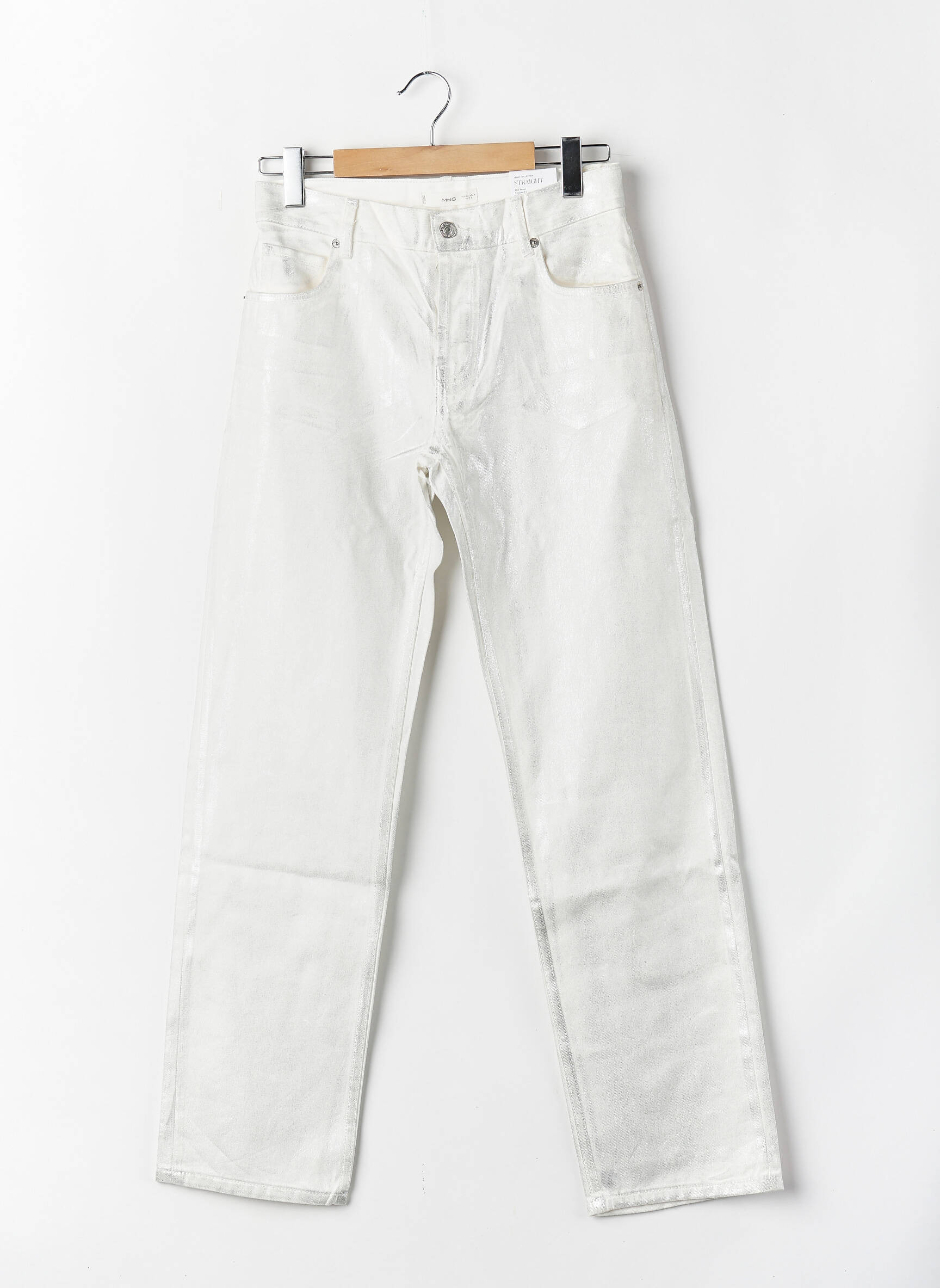 Jeans coupe droite argent MANGO femme