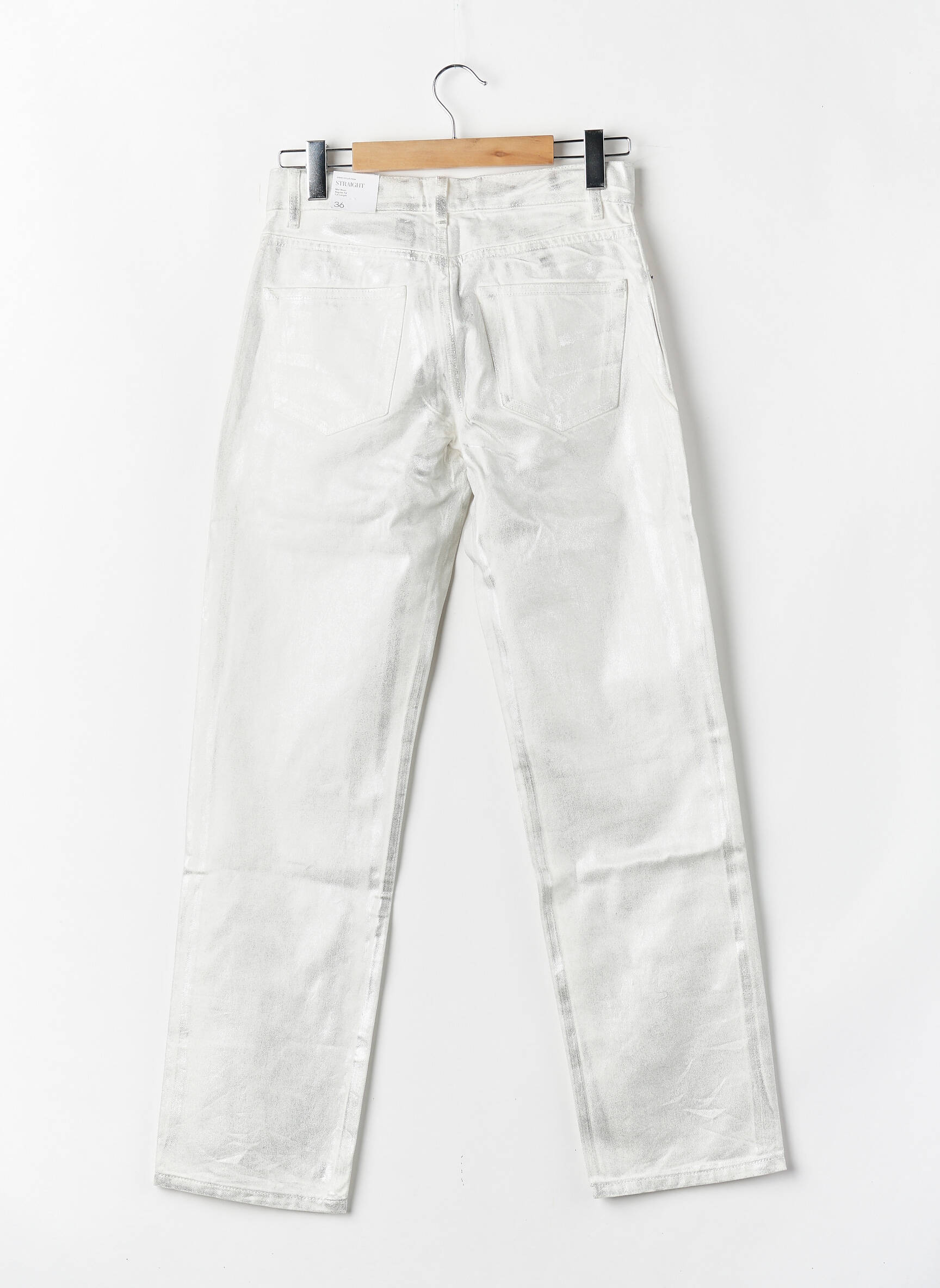 Jeans coupe droite argent MANGO femme