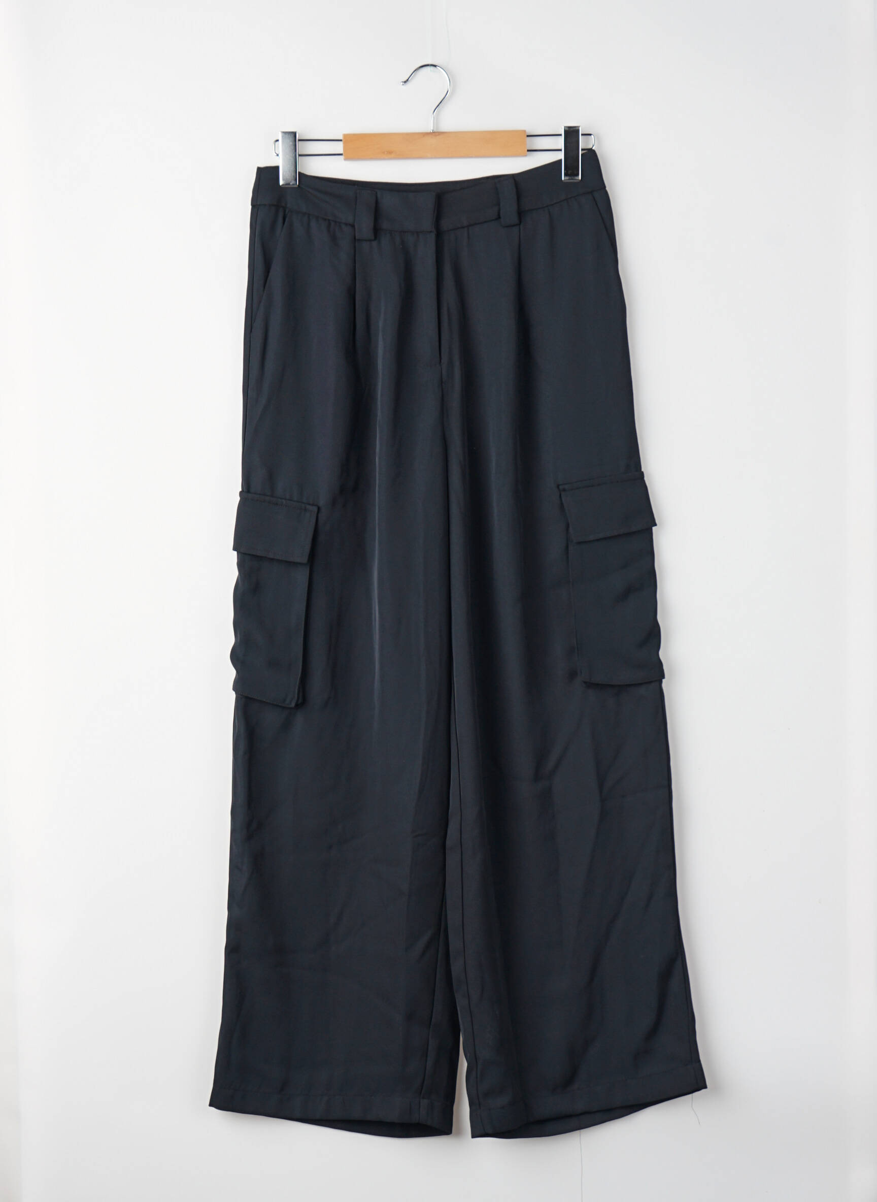 Pantalon cargo coupe droite taille haute noir VILA femme