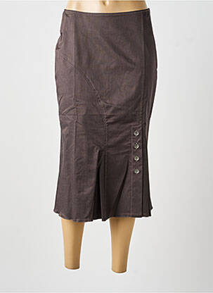 Jupe mi-longue marron MULTIPLES femme