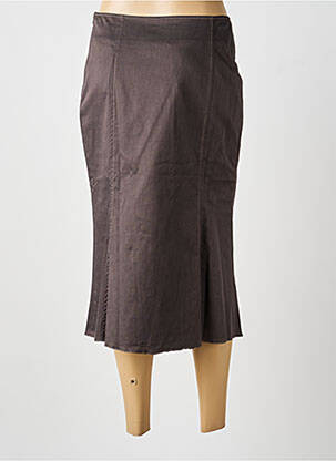 Jupe mi-longue marron MULTIPLES femme
