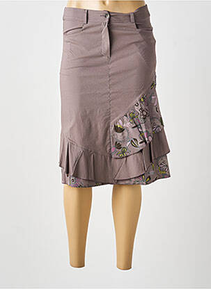 Jupe mi-longue marron MULTIPLES femme