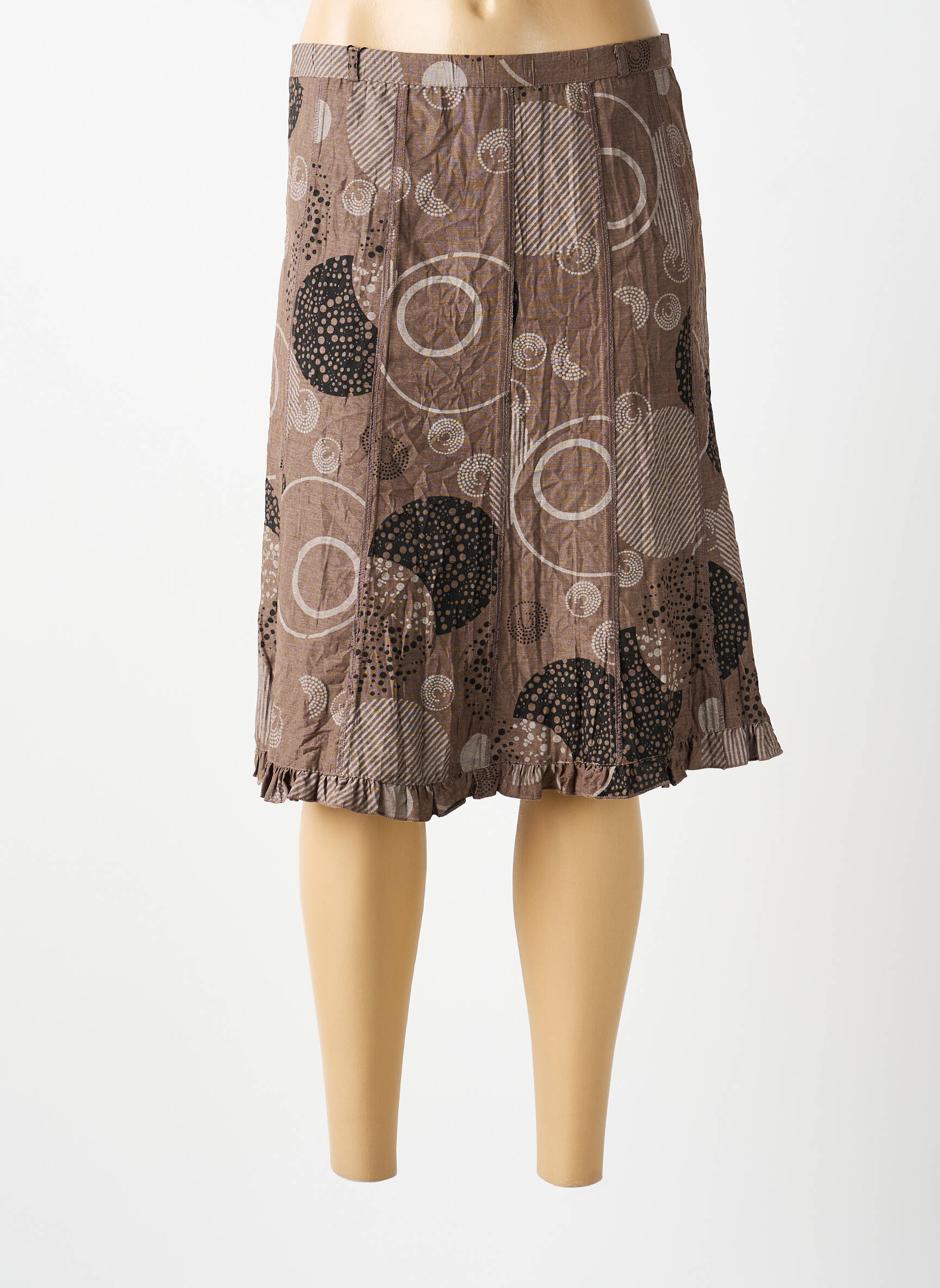 Jupe mi-longue marron MULTIPLES femme
