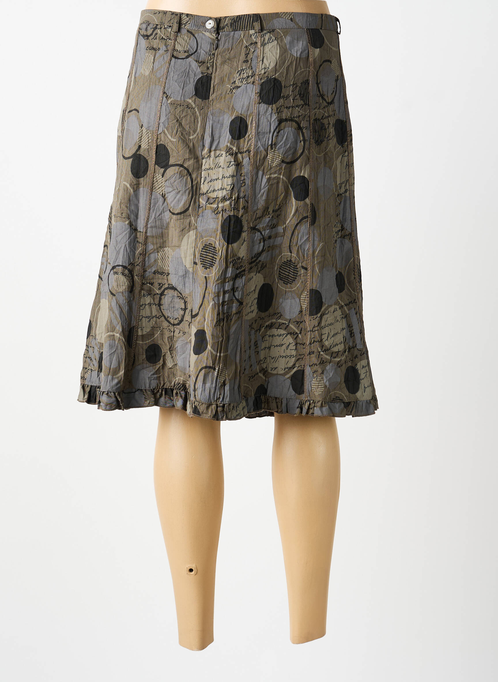Jupe mi-longue gris MULTIPLES femme
