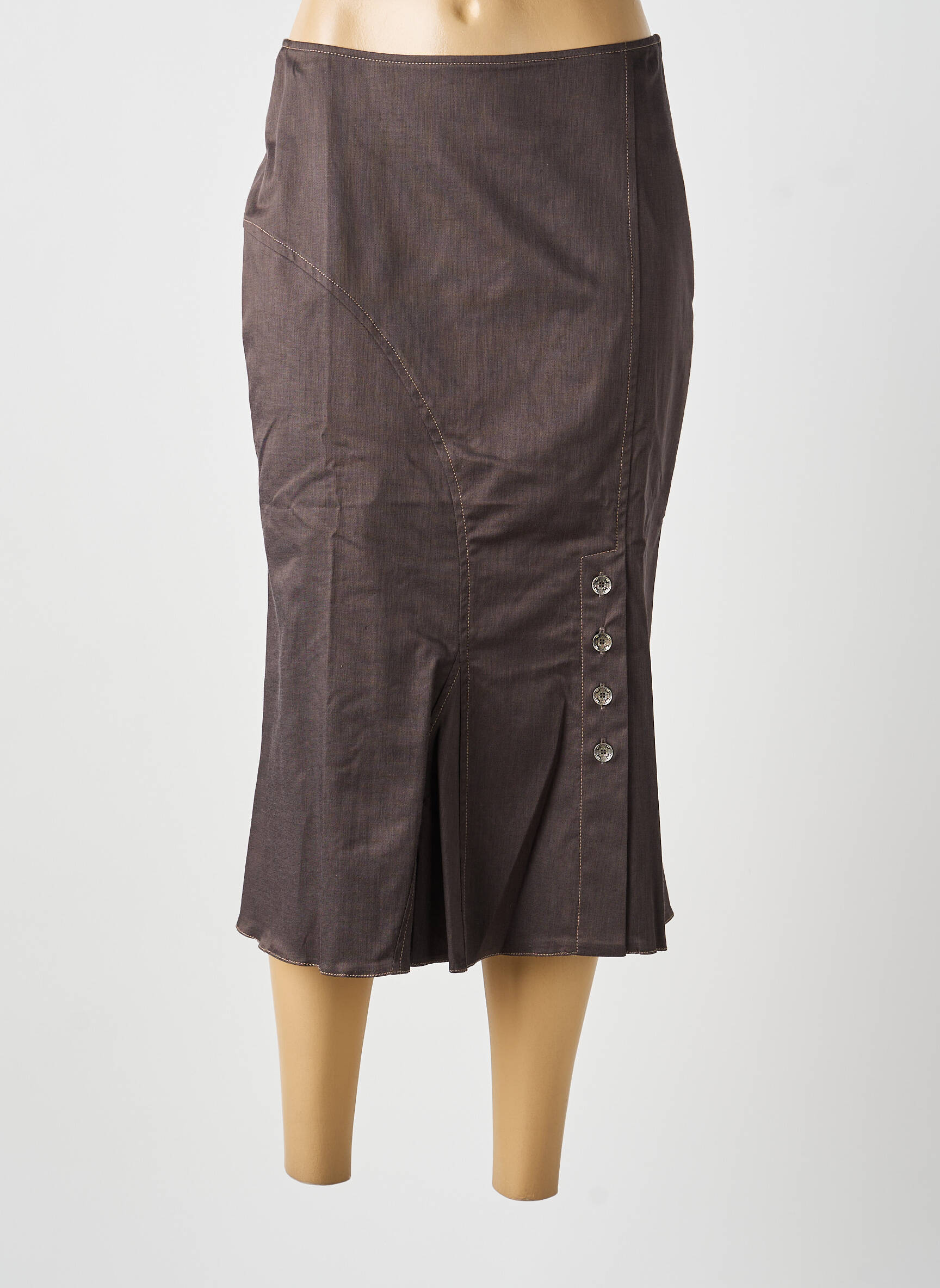 Jupe mi-longue marron MULTIPLES femme