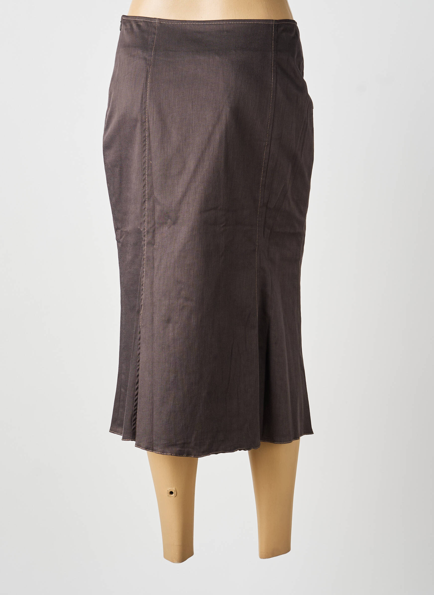 Jupe mi-longue marron MULTIPLES femme