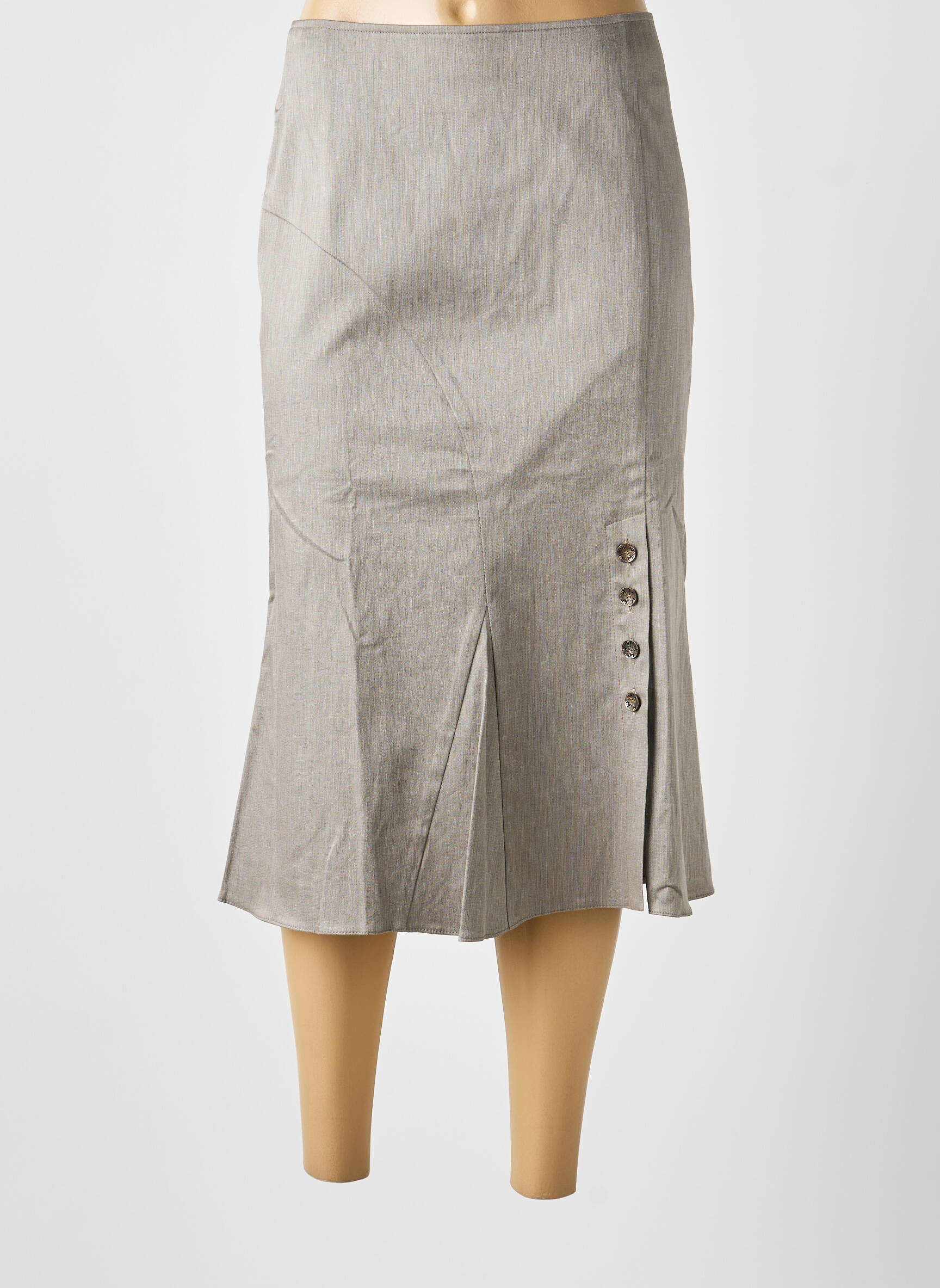 Jupe mi-longue gris MULTIPLES femme