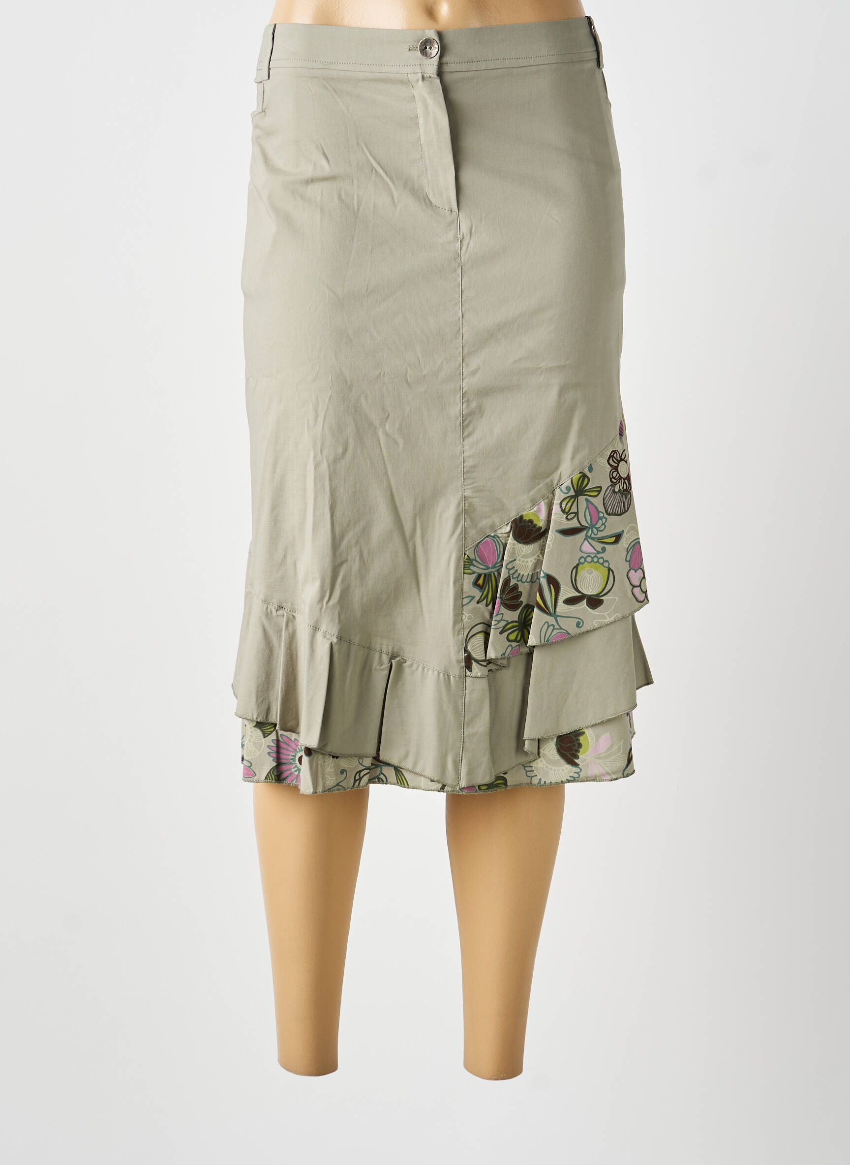 Jupe mi-longue vert MULTIPLES femme