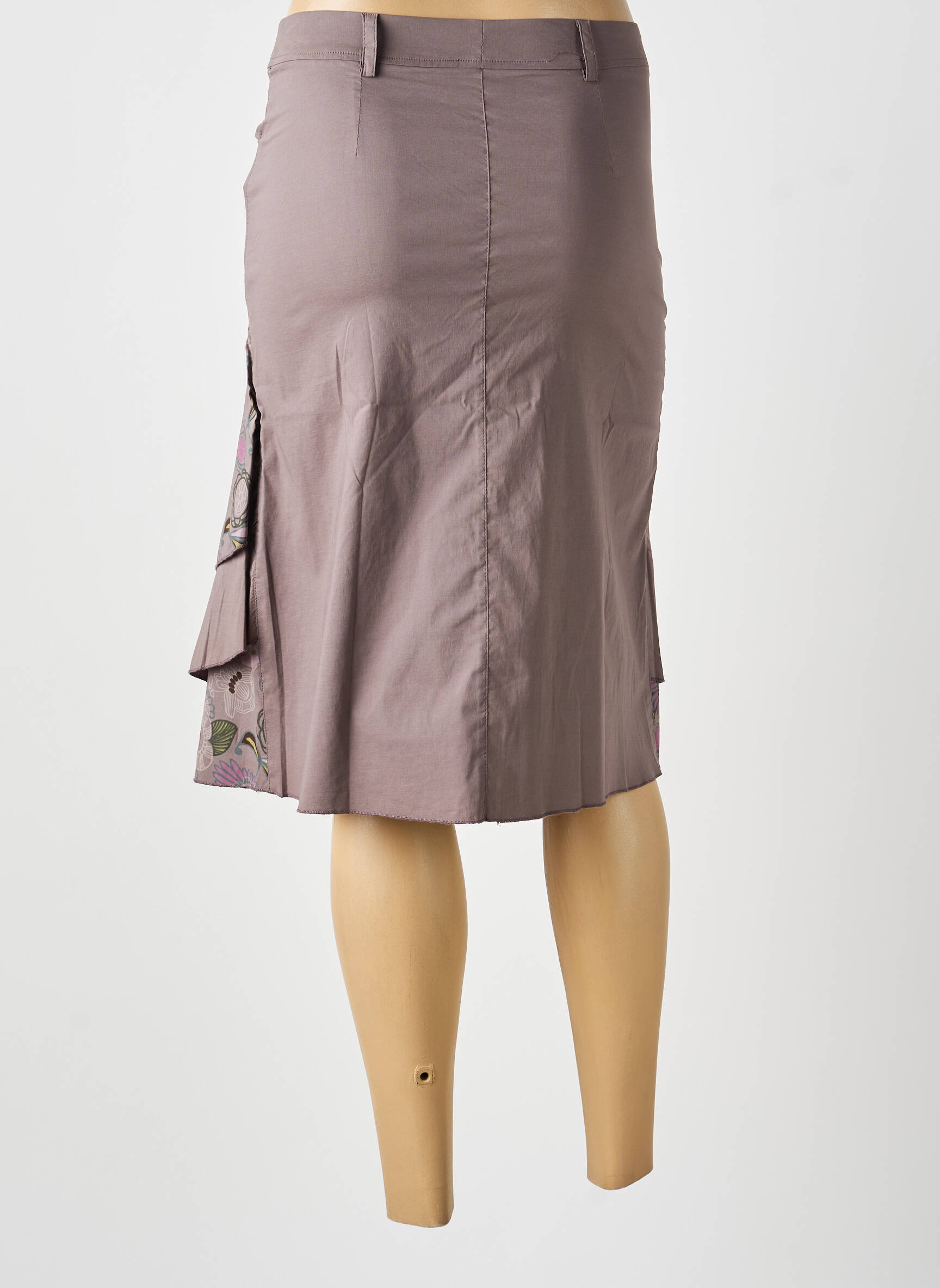 Jupe mi-longue marron MULTIPLES femme