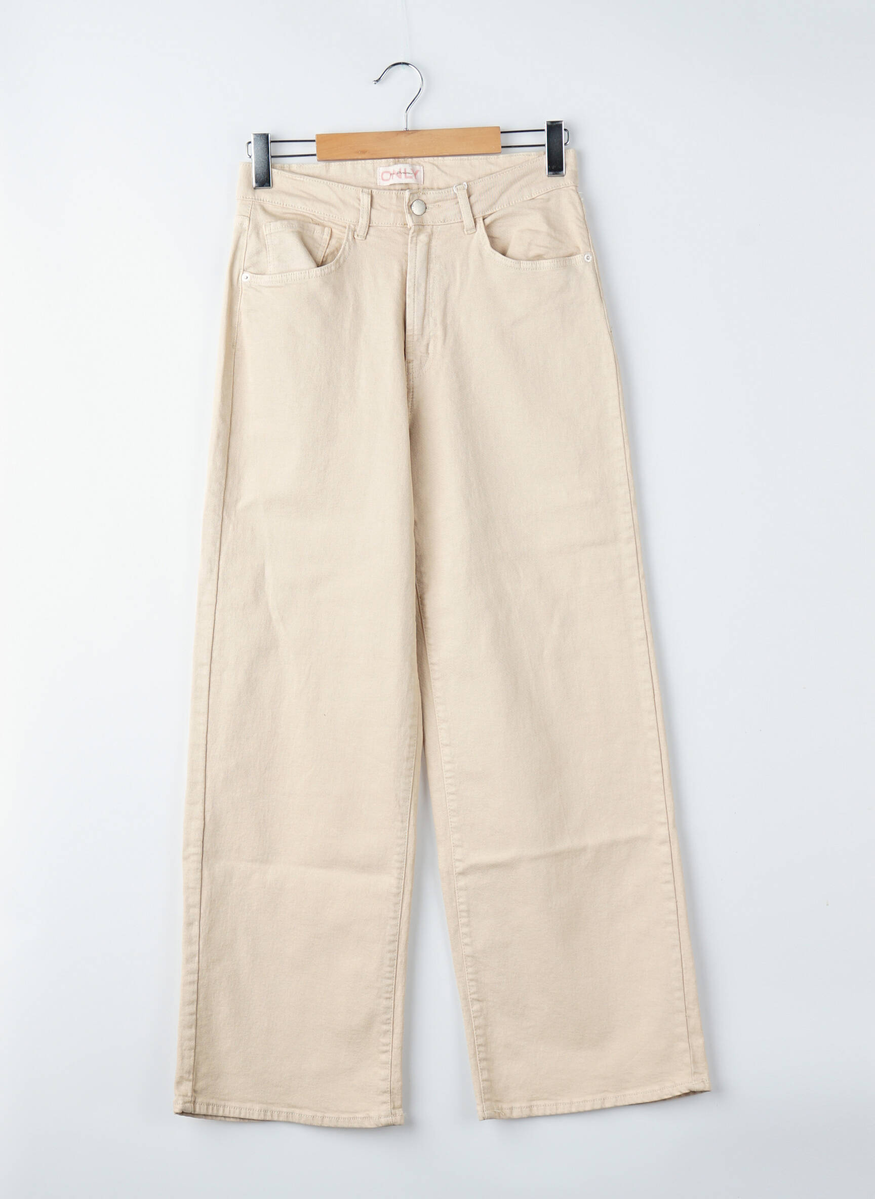 Jeans coupe droite taille haute taille haute beige ONLY femme