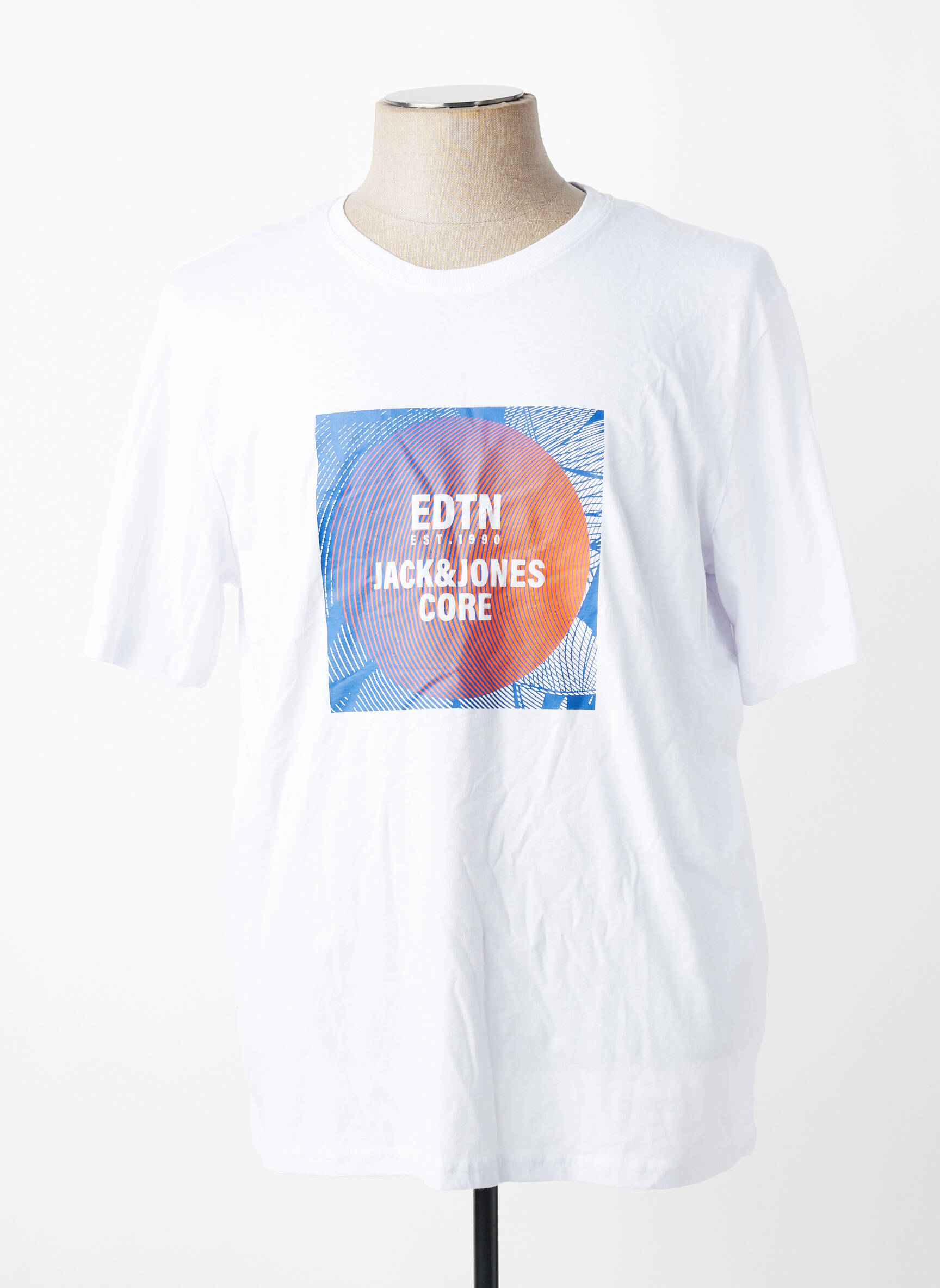 T-shirt coupe droite blanc JACK & JONES homme