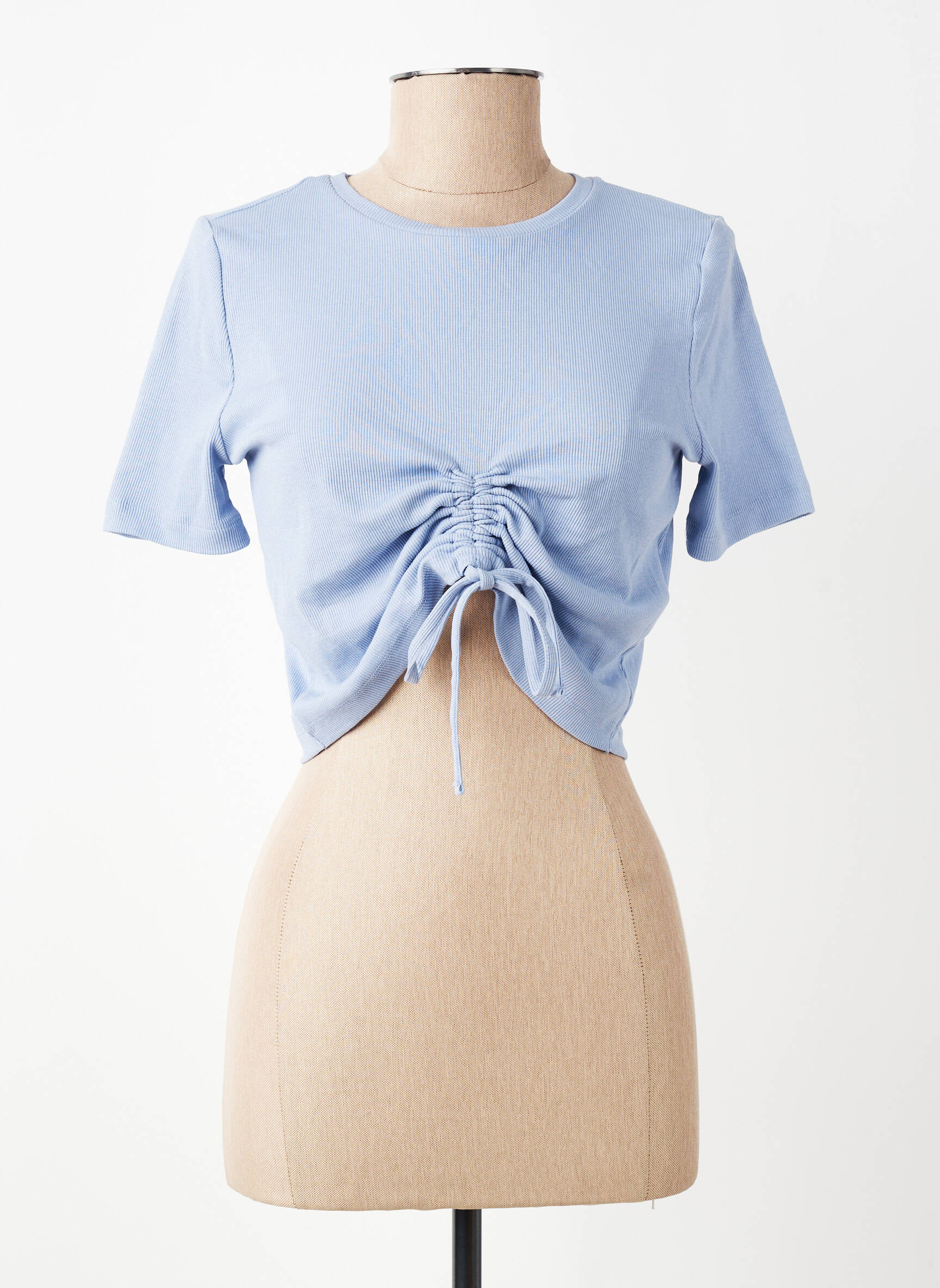 T-shirt col rond manches courtes bleu NOISY MAY femme