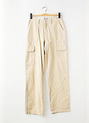 Pantalon cargo fermeture zippée et boutonnée taille haute beige ONLY femme