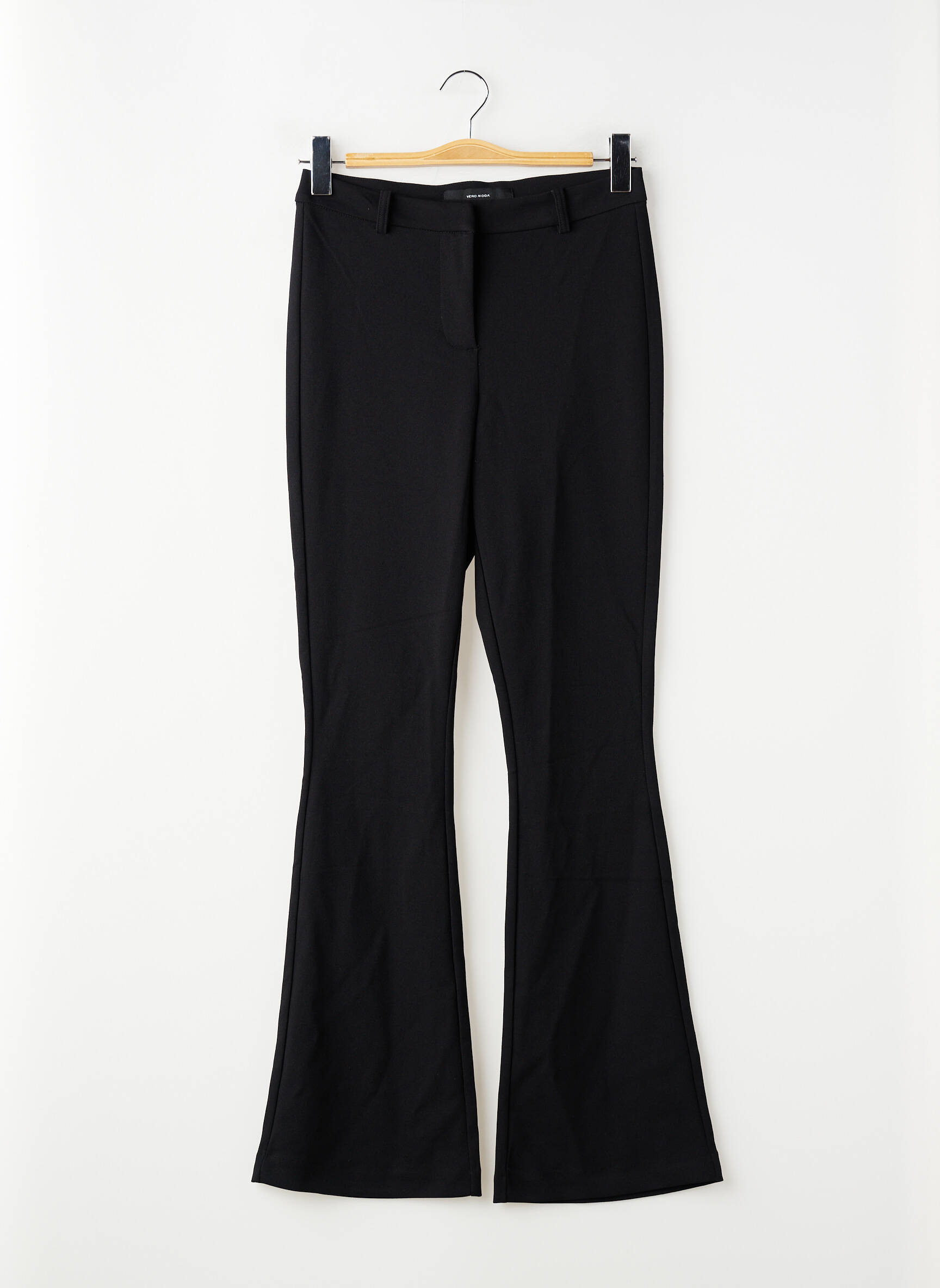 Pantalon flare fermeture zippée sous rabat avec crochet noir VERO MODA femme