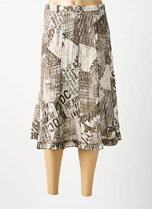 Jupe mi-longue marron MULTIPLES femme
