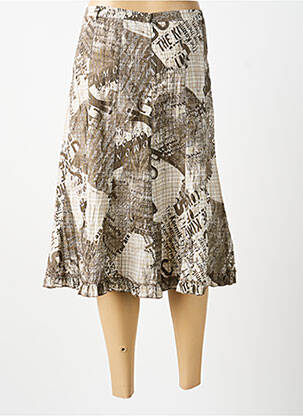 Jupe mi-longue marron MULTIPLES femme