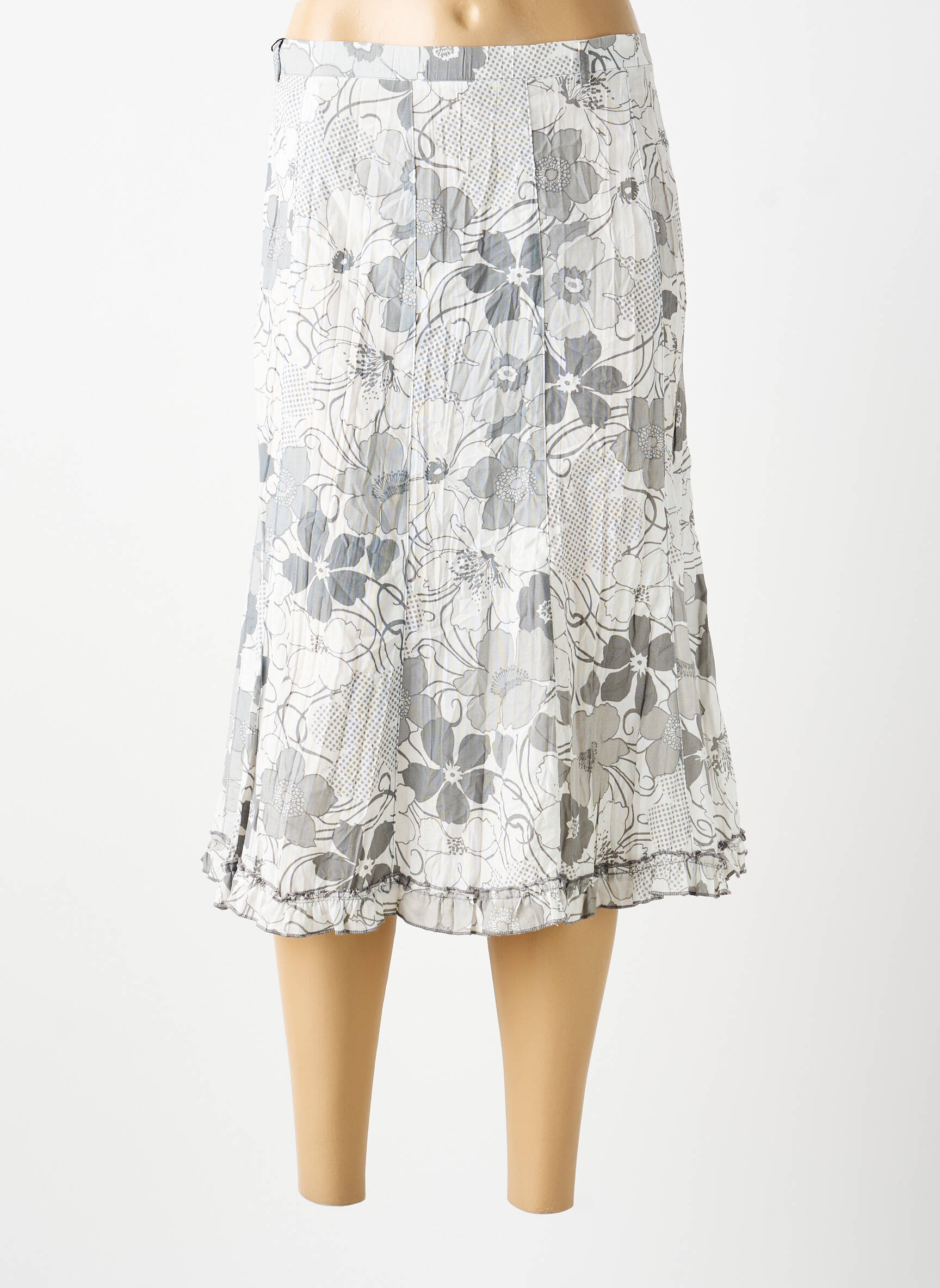 Jupe mi-longue gris MULTIPLES femme
