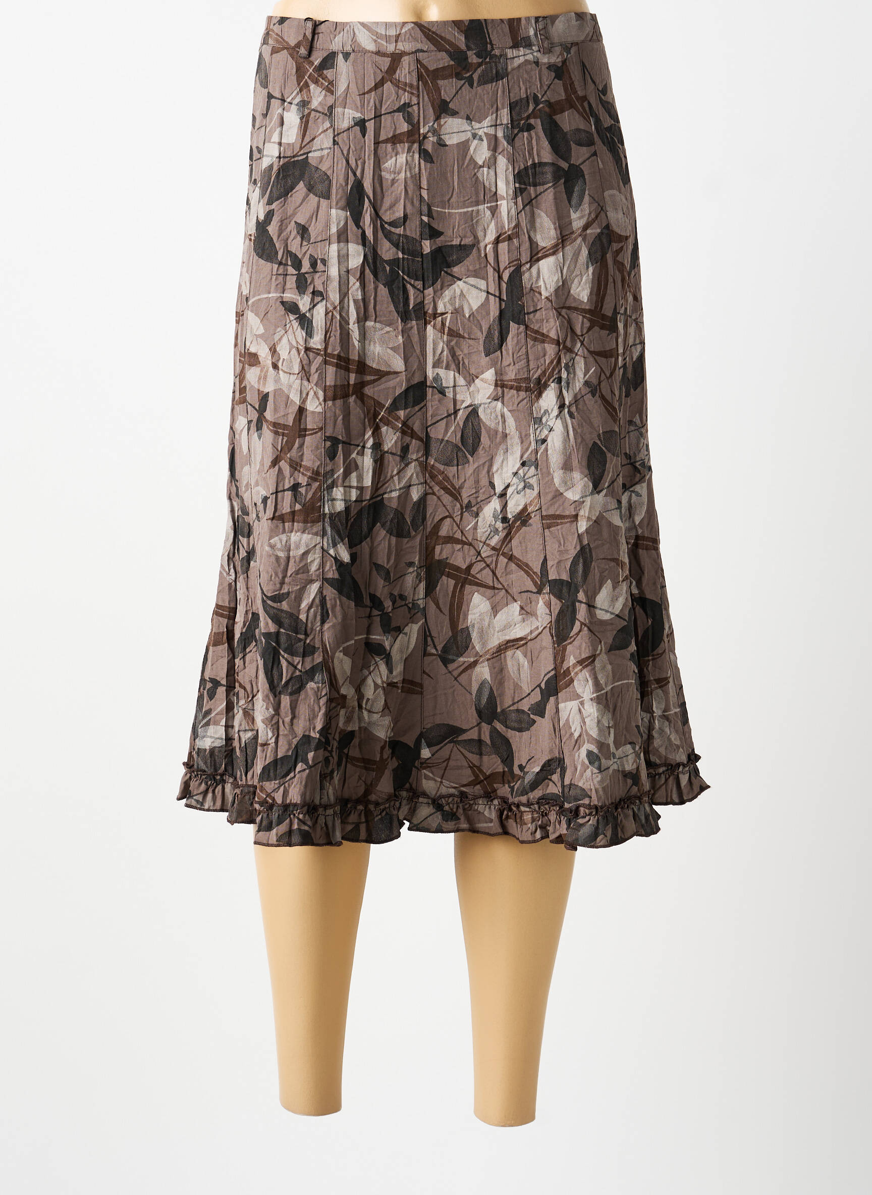 Jupe mi-longue marron MULTIPLES femme