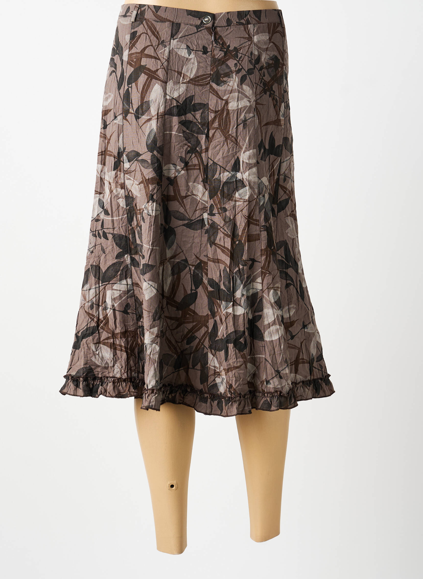 Jupe mi-longue marron MULTIPLES femme