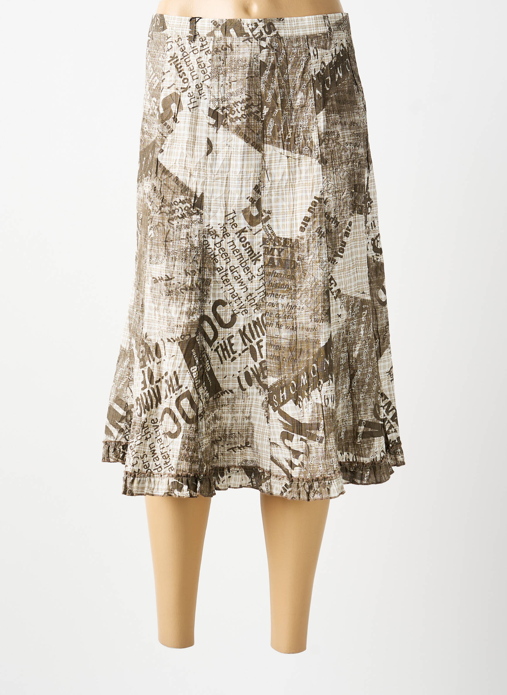 Jupe mi-longue marron MULTIPLES femme