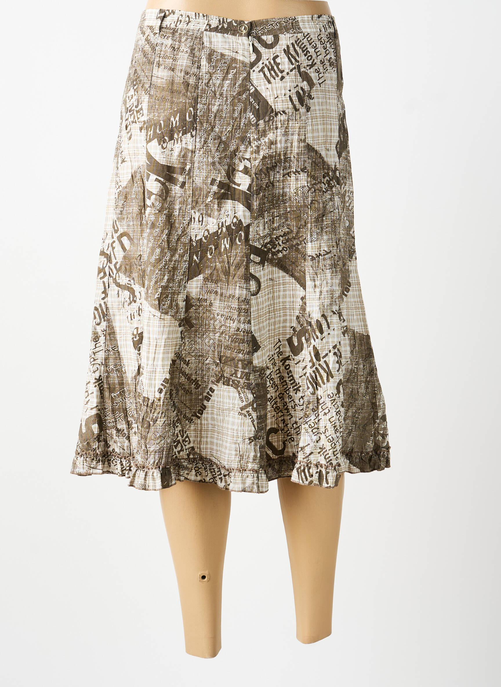 Jupe mi-longue marron MULTIPLES femme