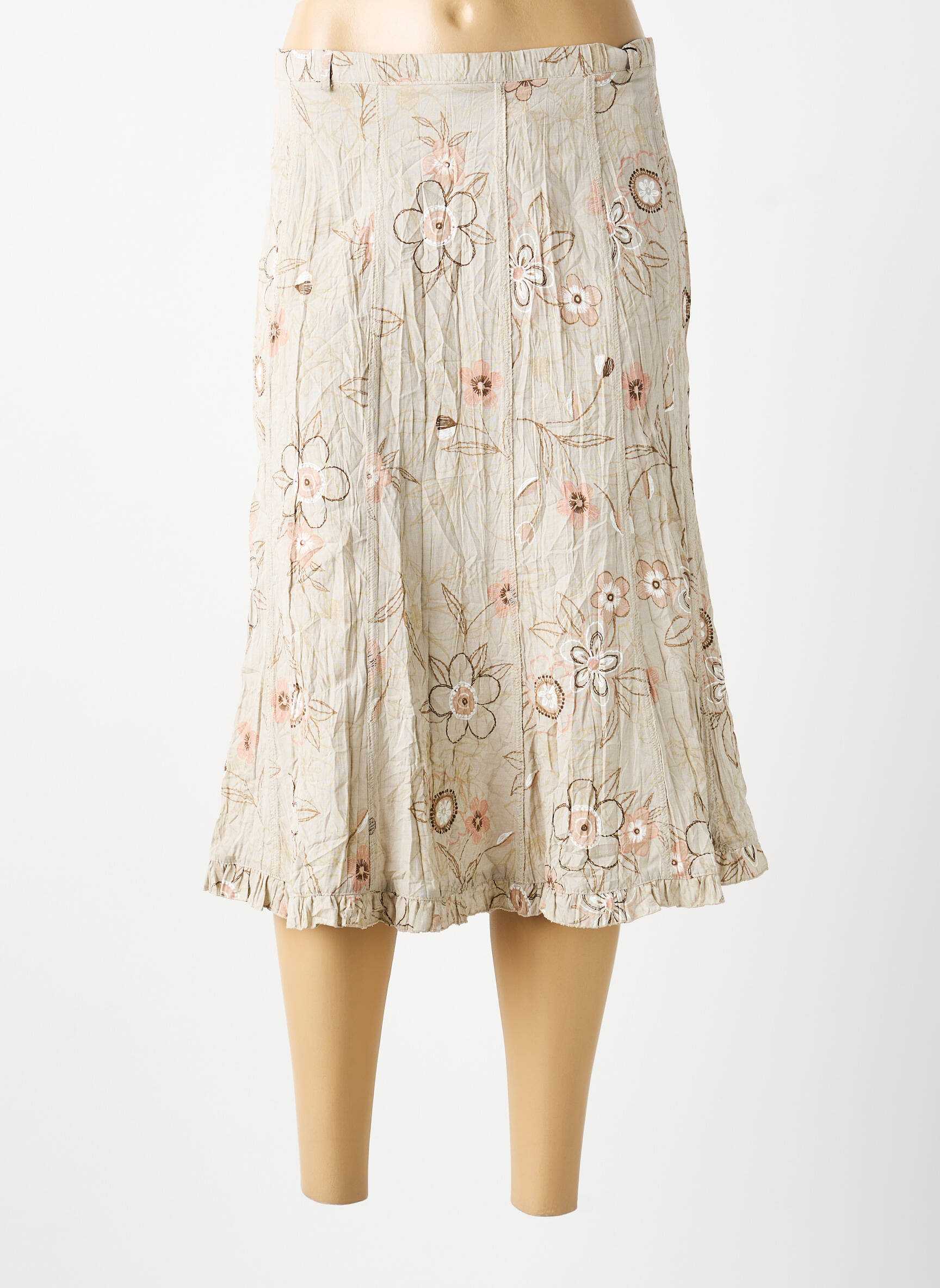 Jupe mi-longue beige MULTIPLES femme