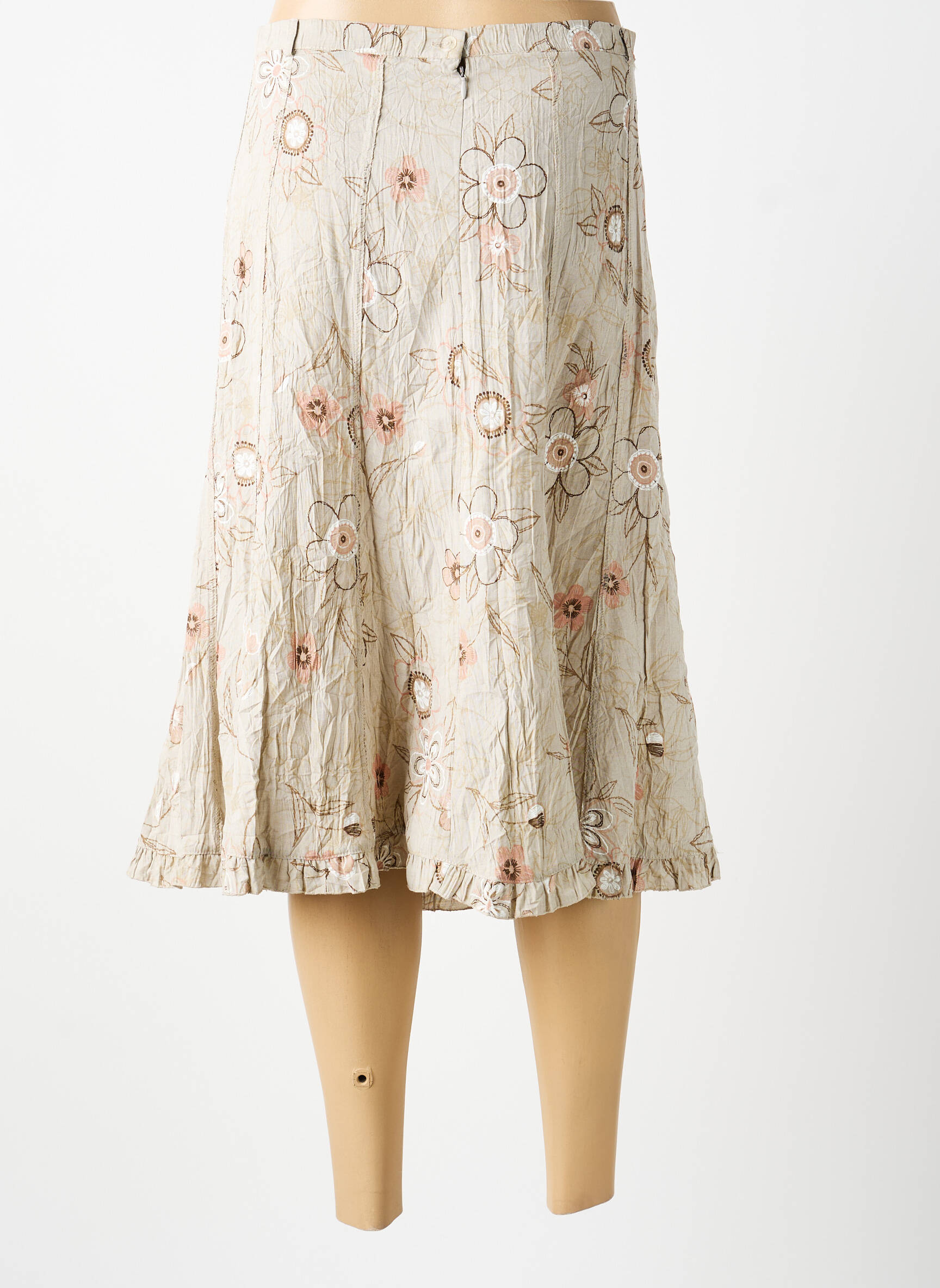 Jupe mi-longue beige MULTIPLES femme