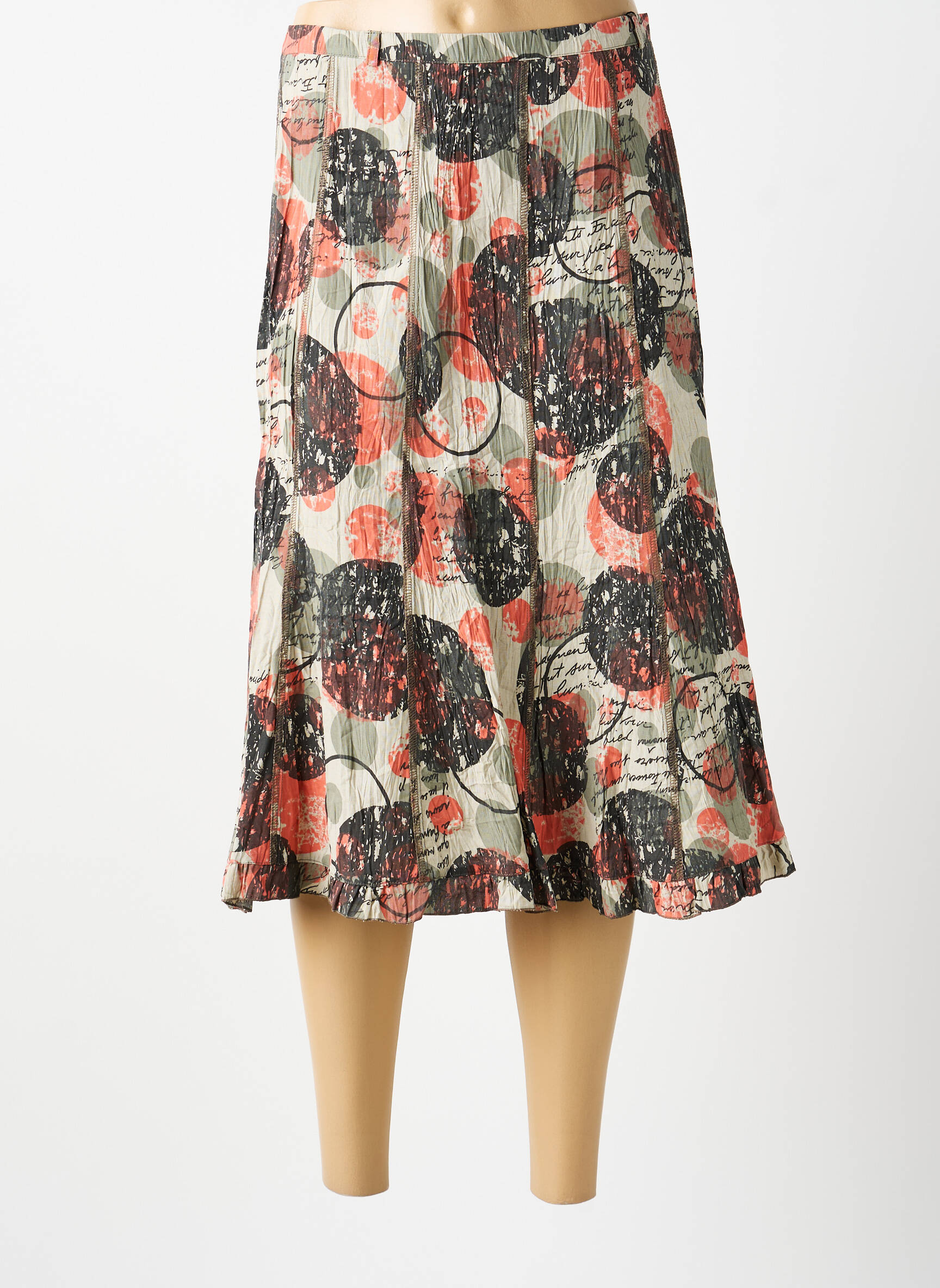 Jupe mi-longue orange MULTIPLES femme