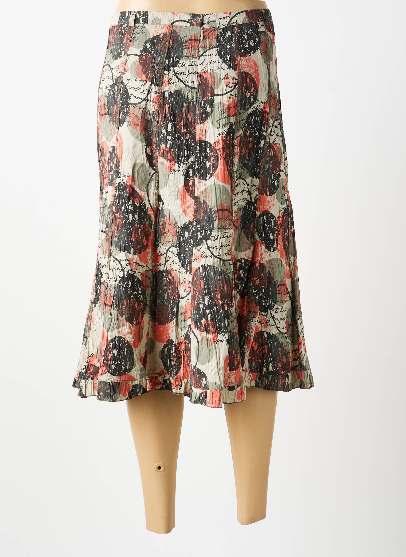 Jupe mi-longue orange MULTIPLES femme