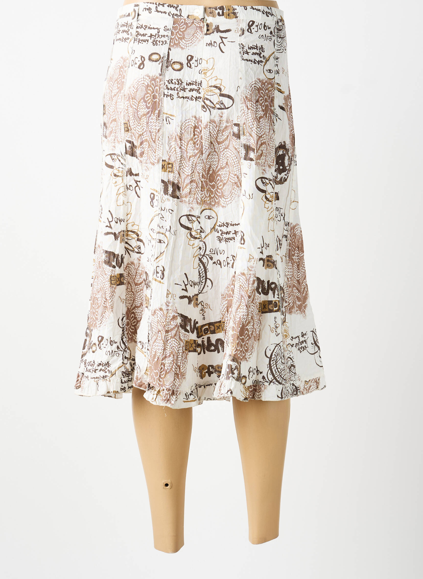 Jupe mi-longue marron MULTIPLES femme