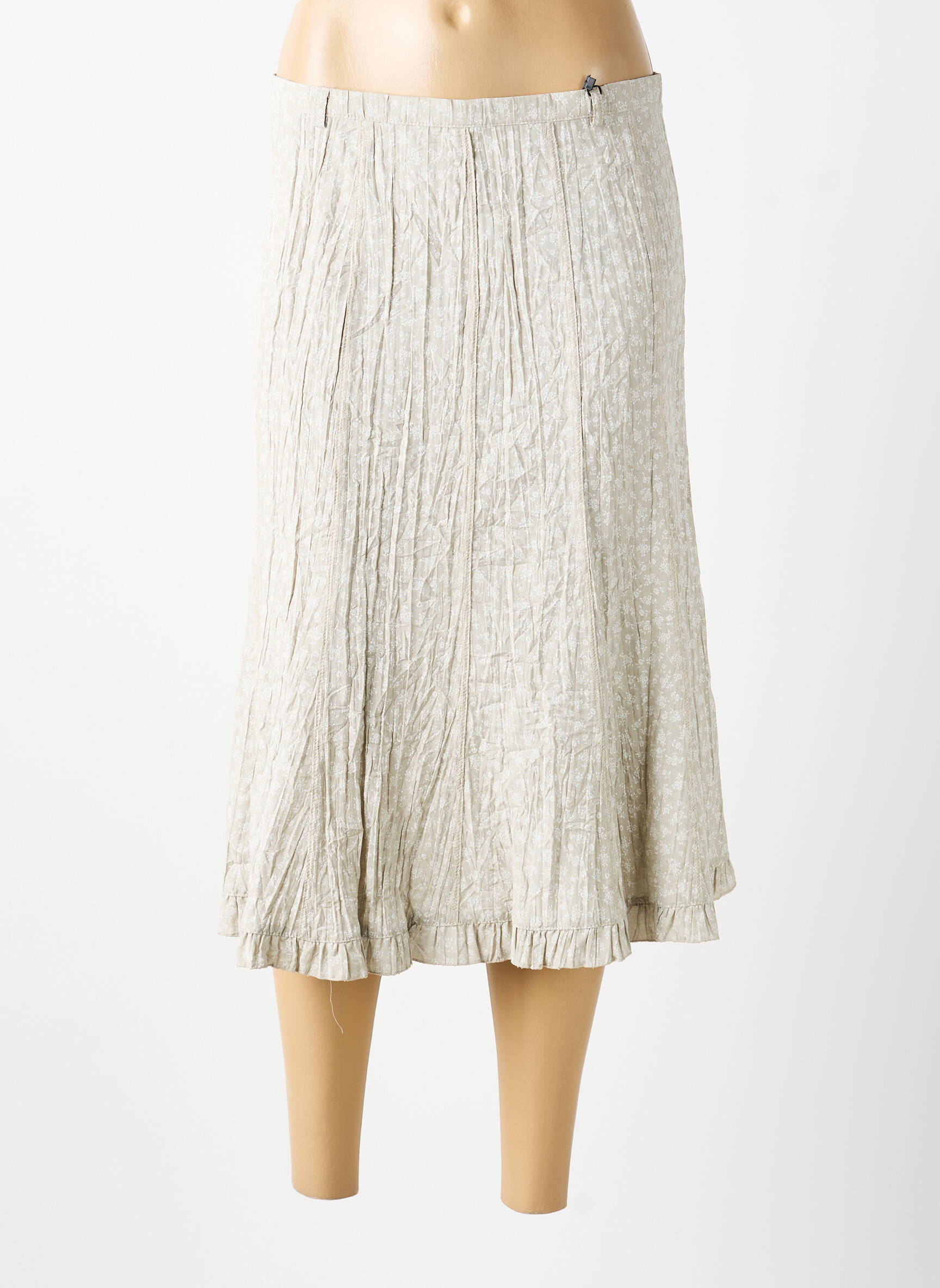 Jupe mi-longue gris clair MULTIPLES femme