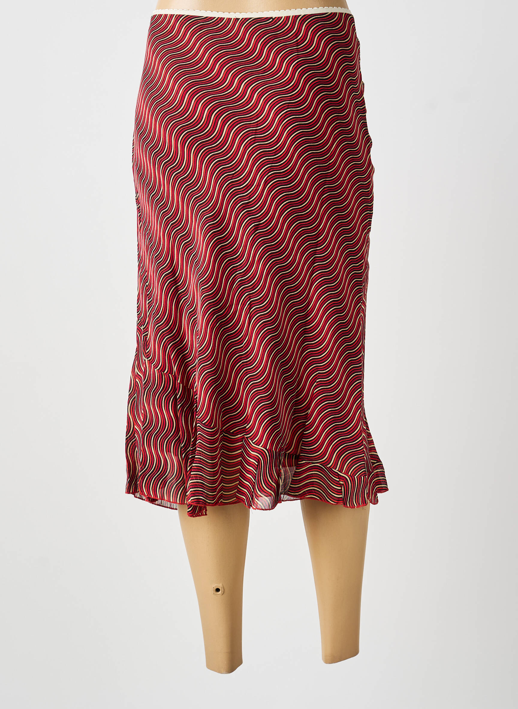 Jupe mi-longue rouge MULTIPLES femme