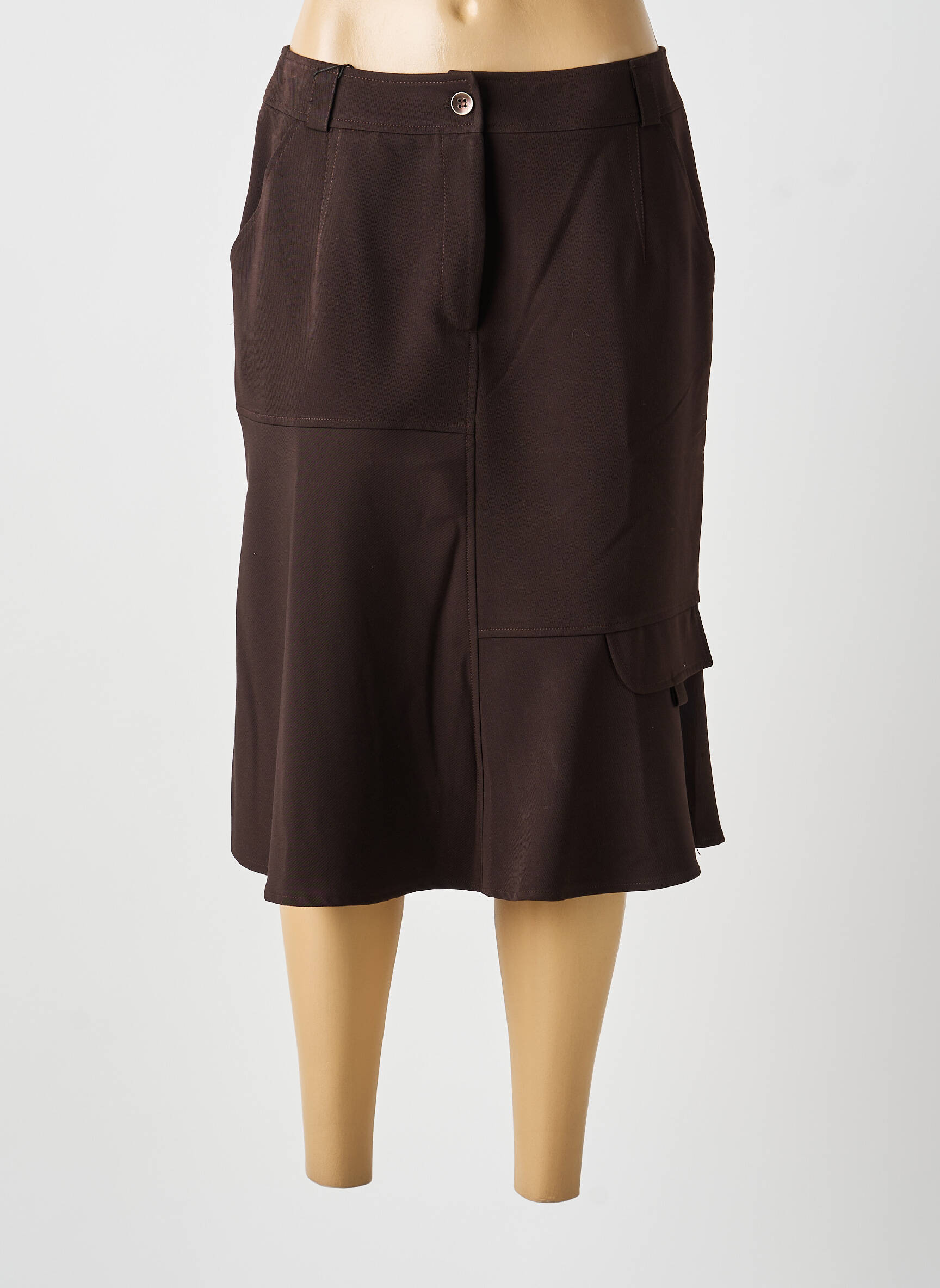 Jupe mi-longue marron MULTIPLES femme