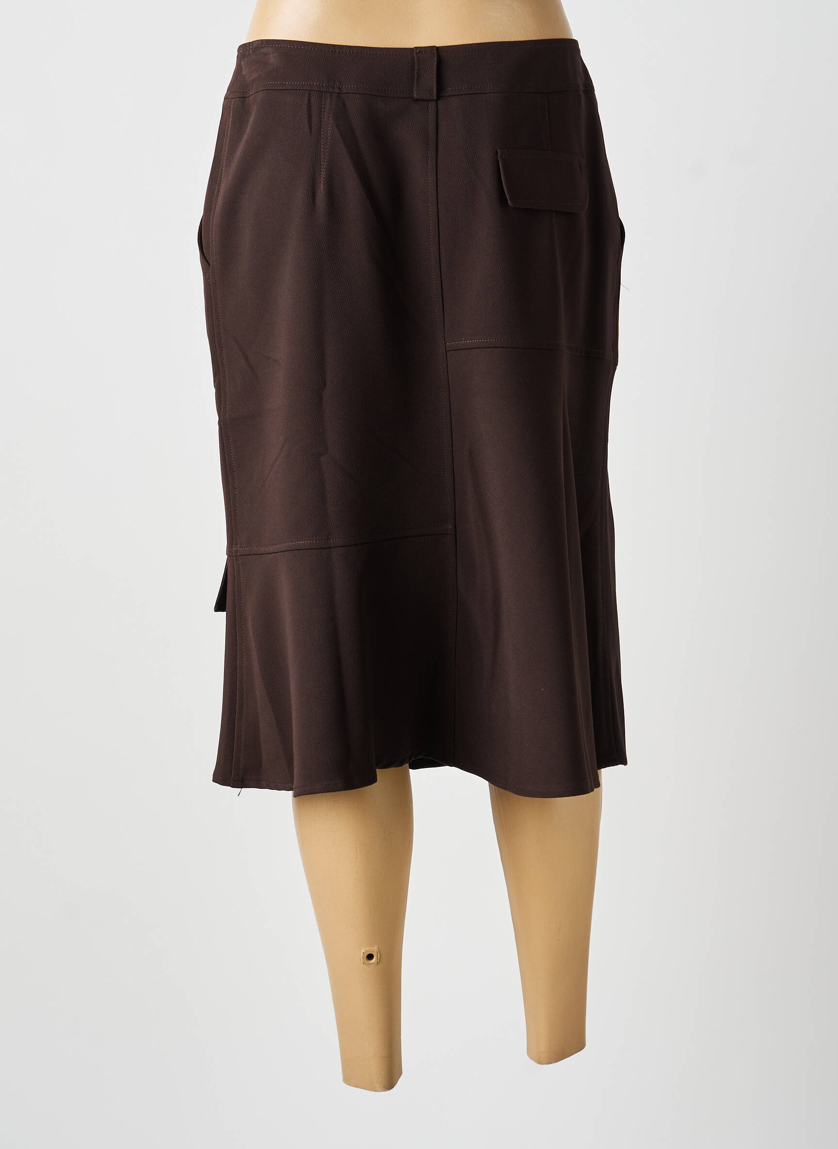 Jupe mi-longue marron MULTIPLES femme