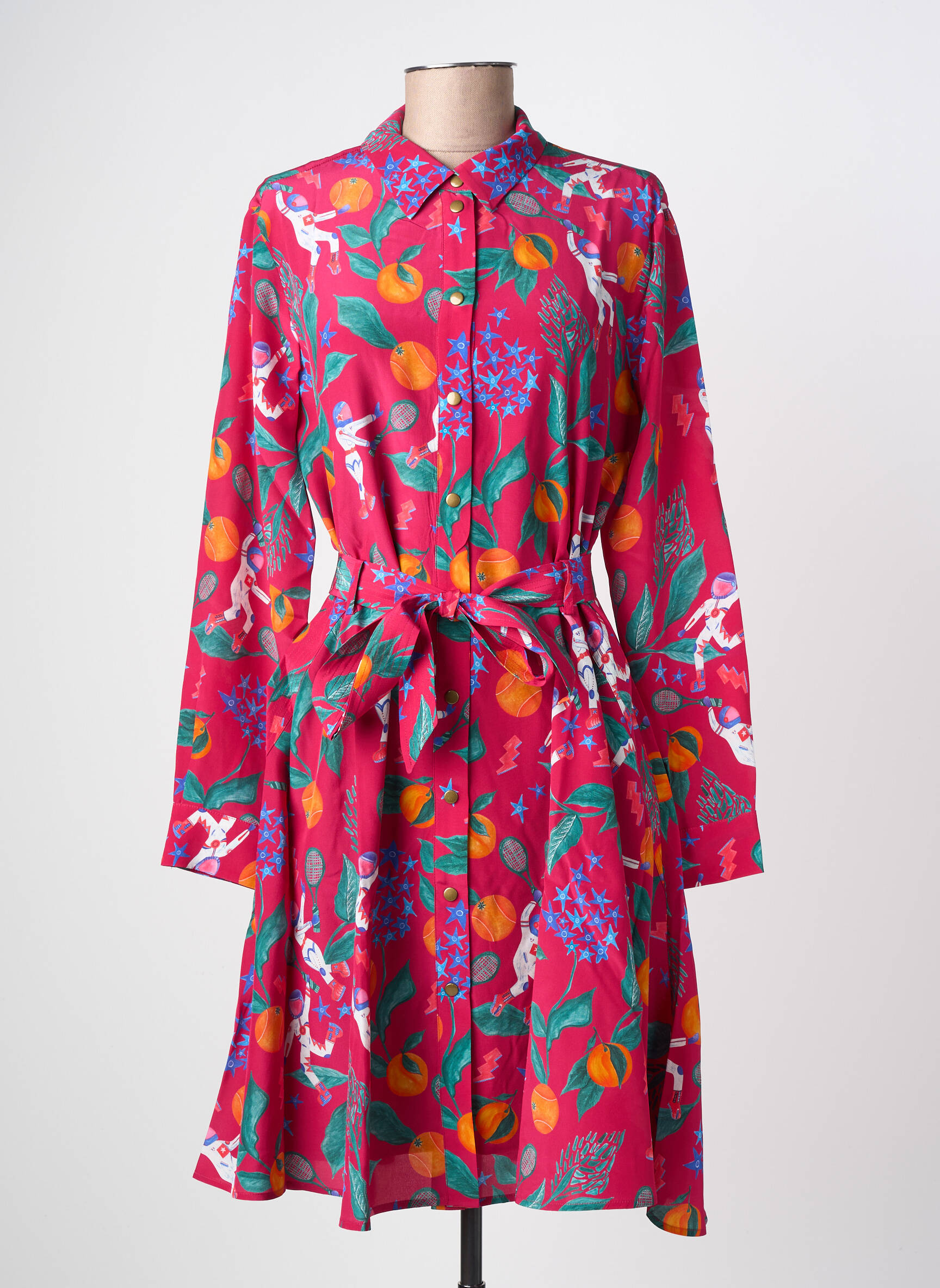 Robe mi-longue rose SOI PARIS femme