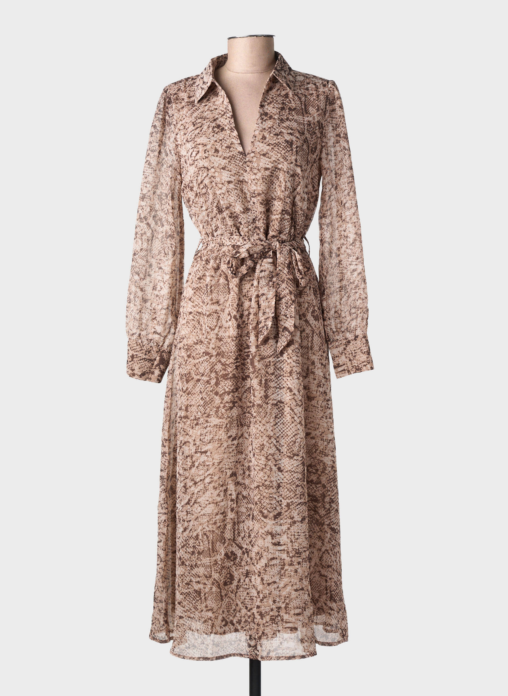 Robe mi-longue beige GRACE & MILA femme