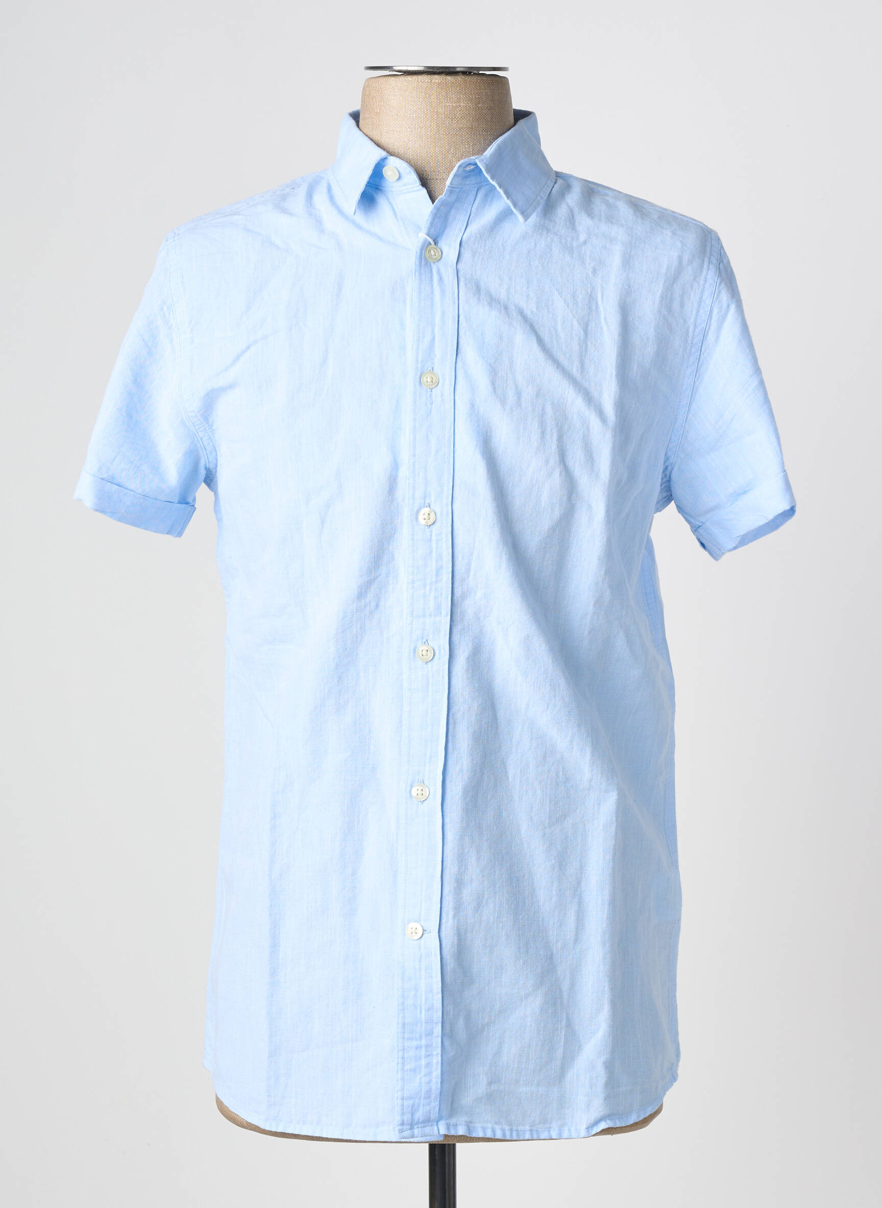 Chemise manches courtes bleu KNOWLEDGE COTTON APPAREL homme