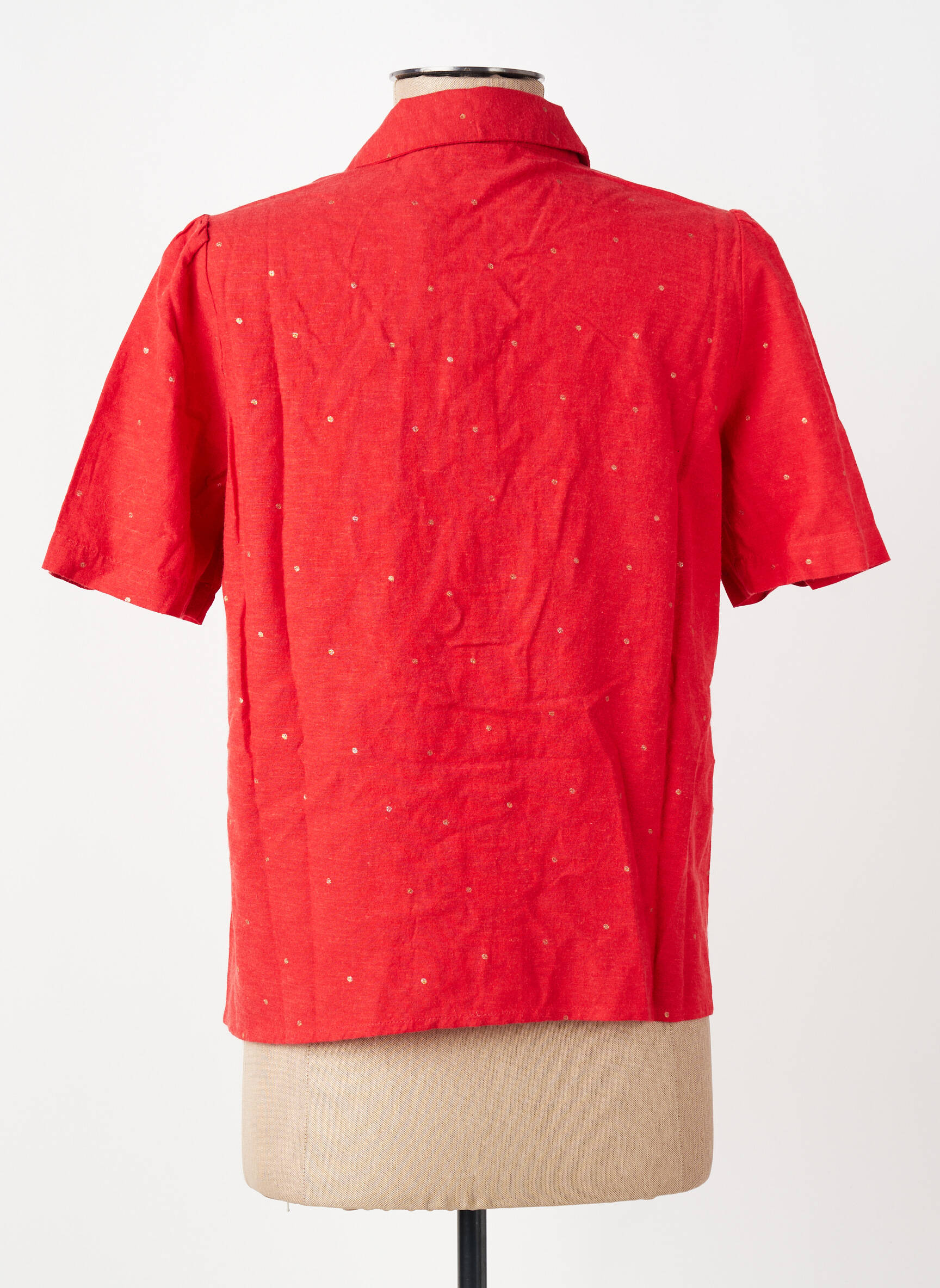Chemisier col chemisier manches courtes rouge PIECES femme