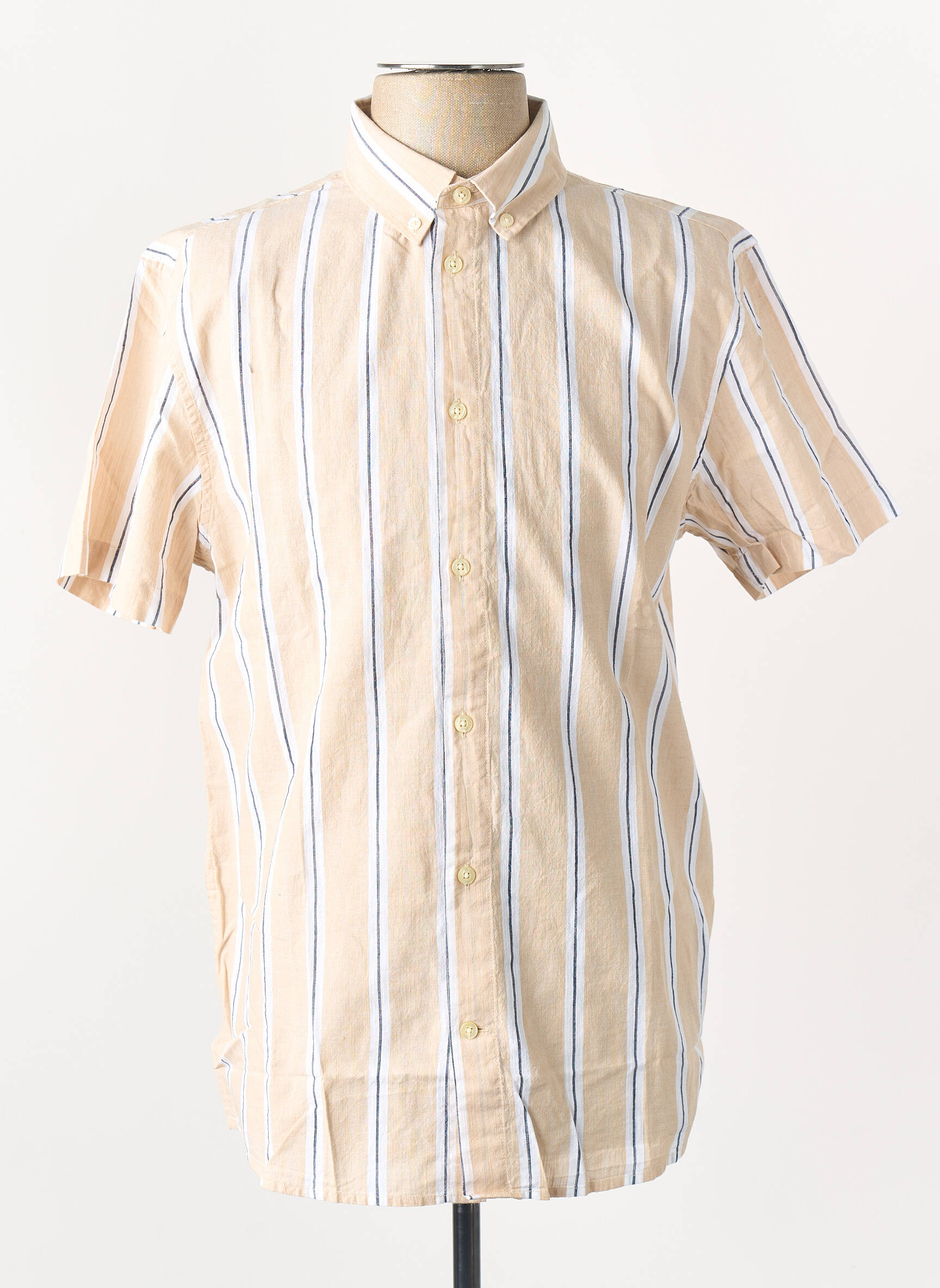 Chemise manches courtes beige KNOWLEDGE COTTON APPAREL homme