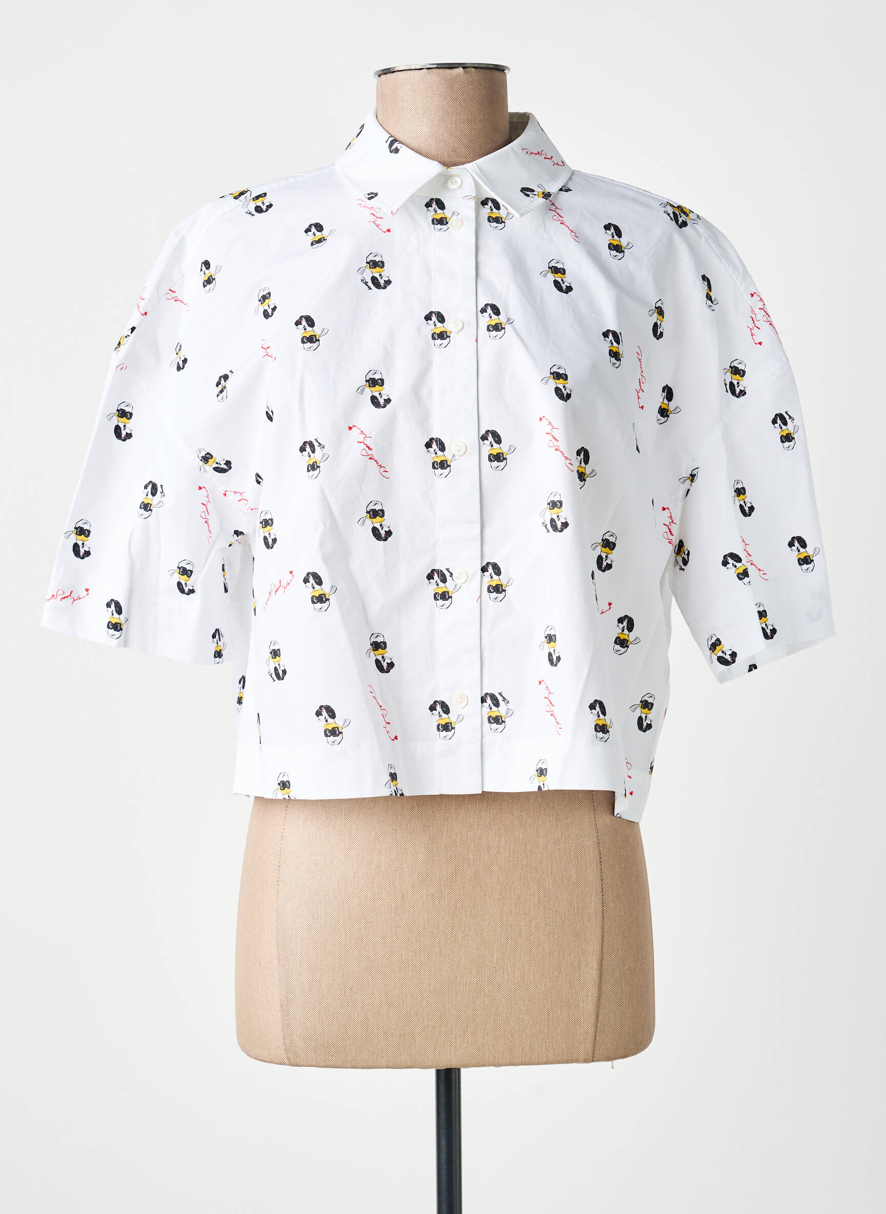 Chemisier manches courtes manches courtes blanc KARL LAGERFELD femme