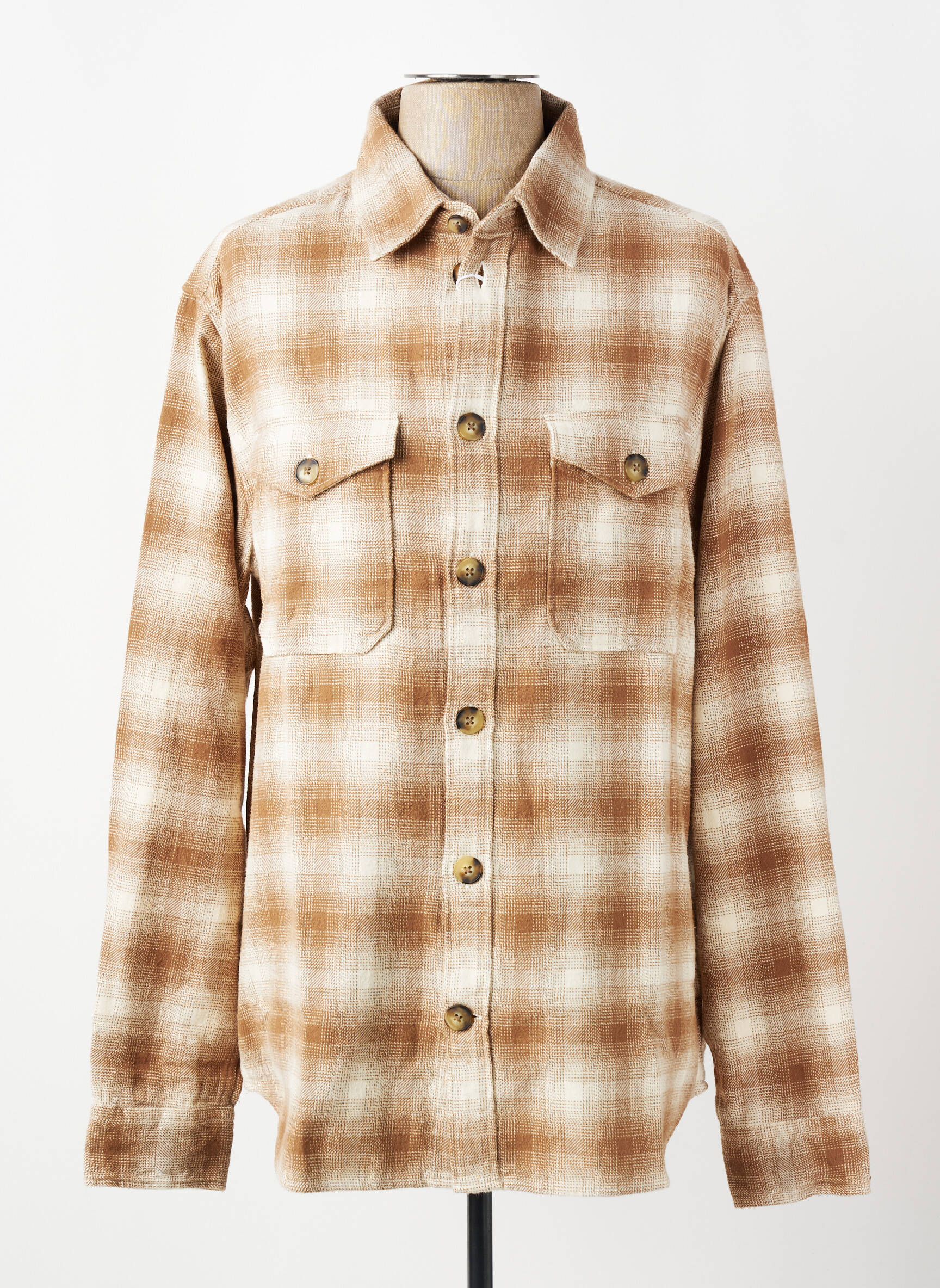 Chemise manches longues beige KNOWLEDGE COTTON APPAREL homme