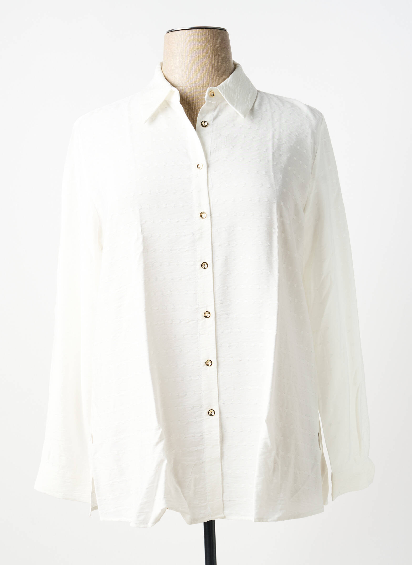 Chemisier coupe droite manches longues blanc PERSONA BY MARINA RINALDI femme