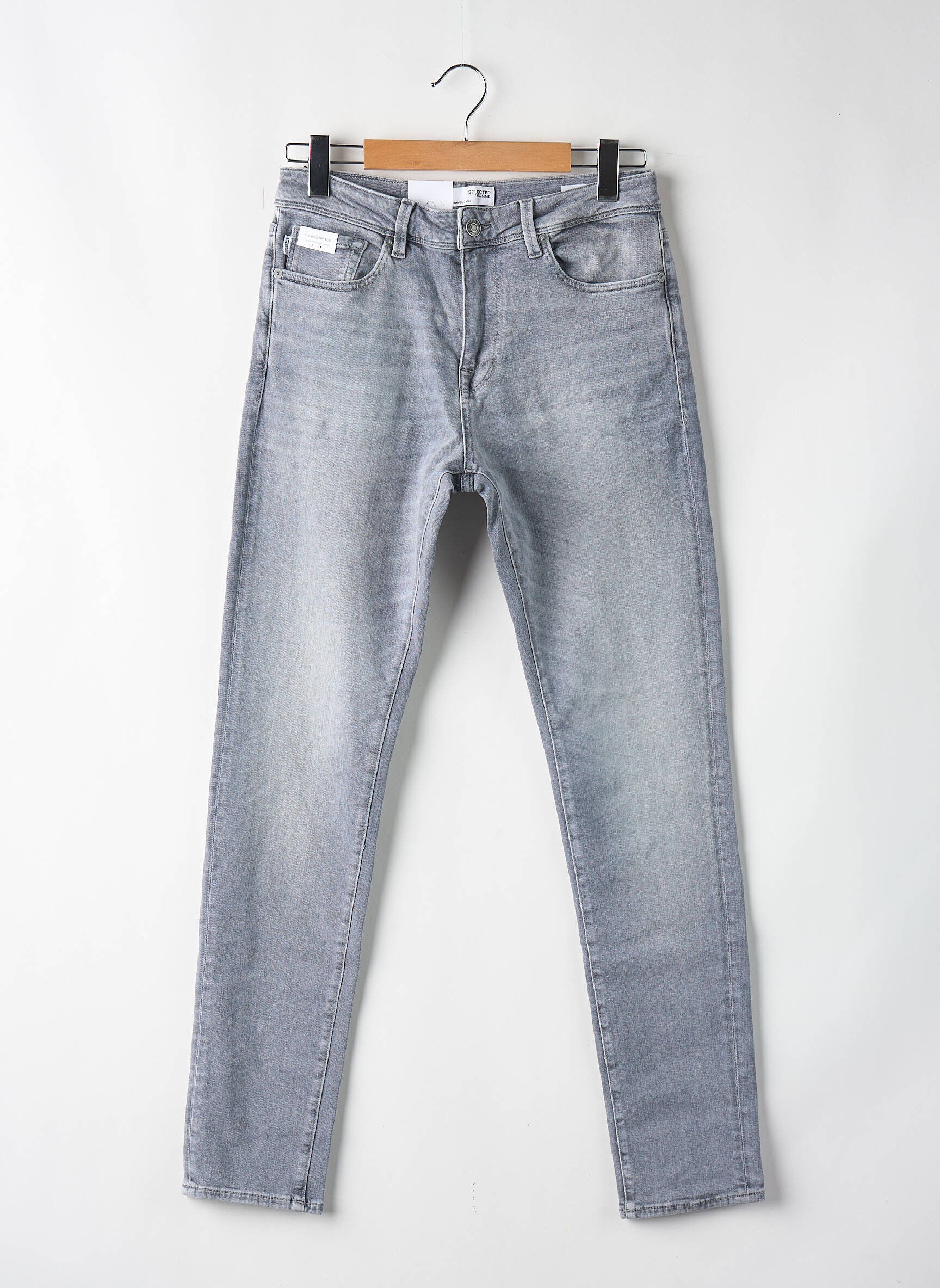Jeans coupe droite gris SELECTED homme